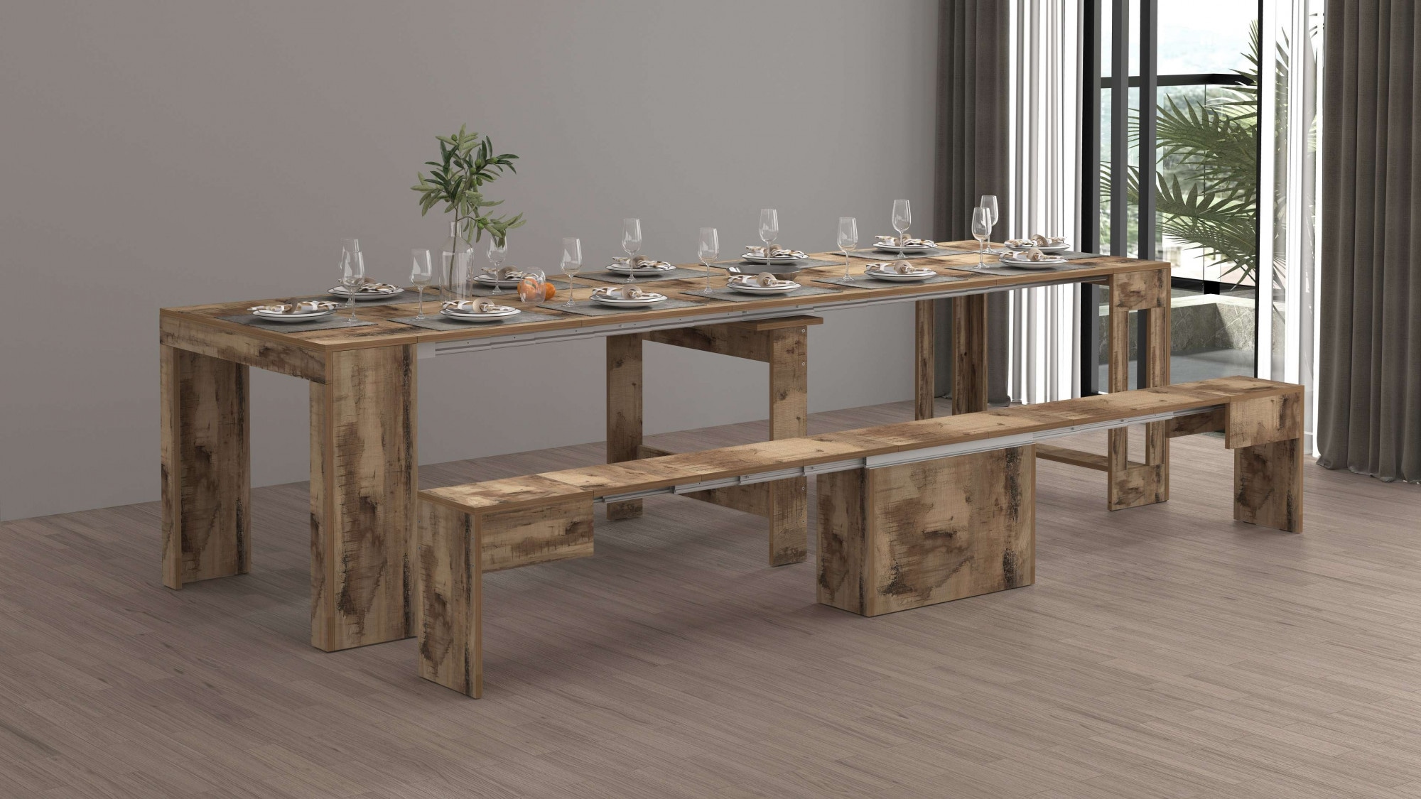 INOSIGN Sitzbank »Praktika, Sitzbank, Bank« 1 Stk. tlg. mit Auszugsfunktion, ausziehbar von 66  auf 290 cm