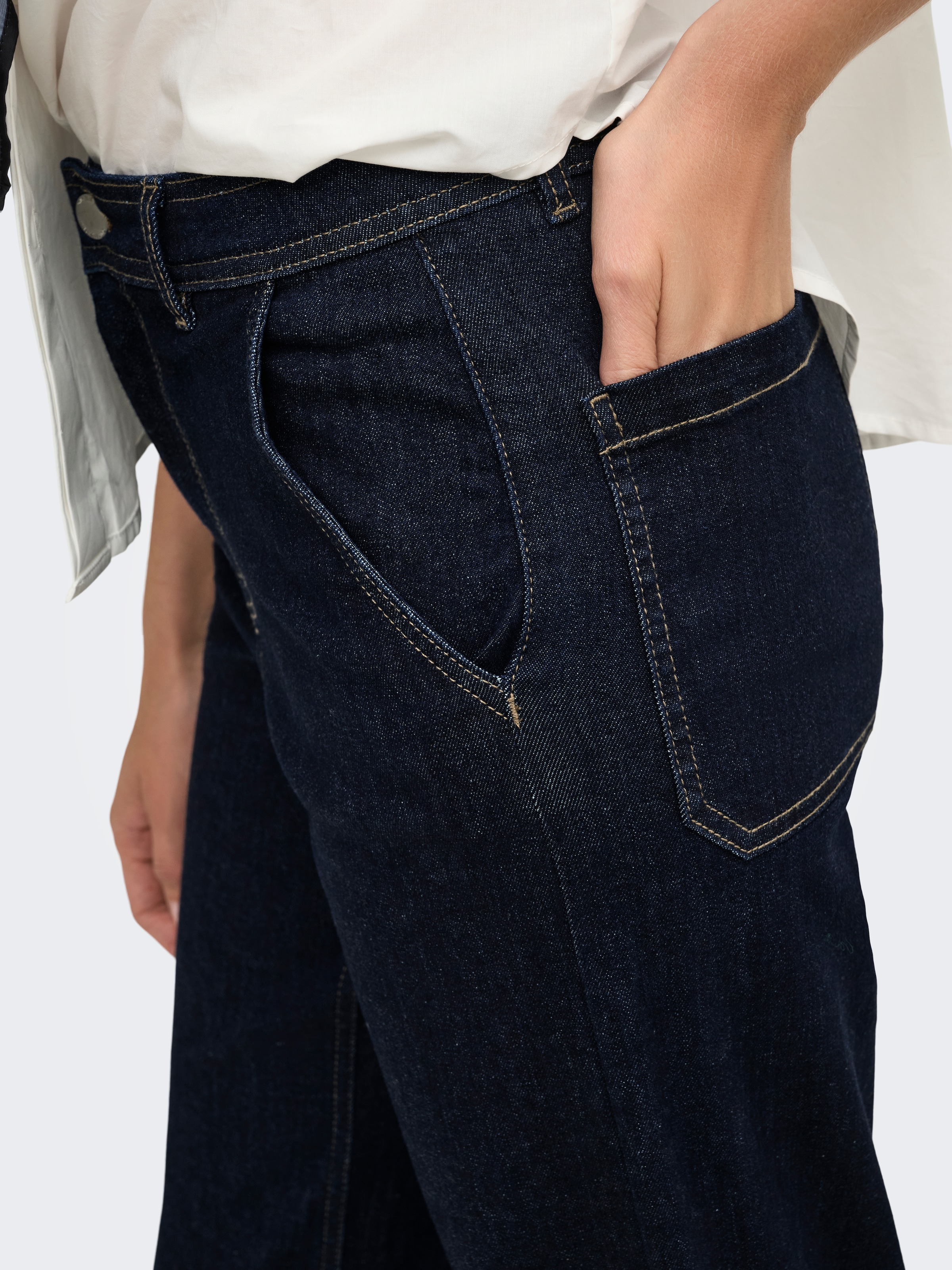 ONLY Jeans taille haute »ONLMADISON HW CHINO WIDE DNM GUA772 NOOS« Mélange de matériaux, coupe large