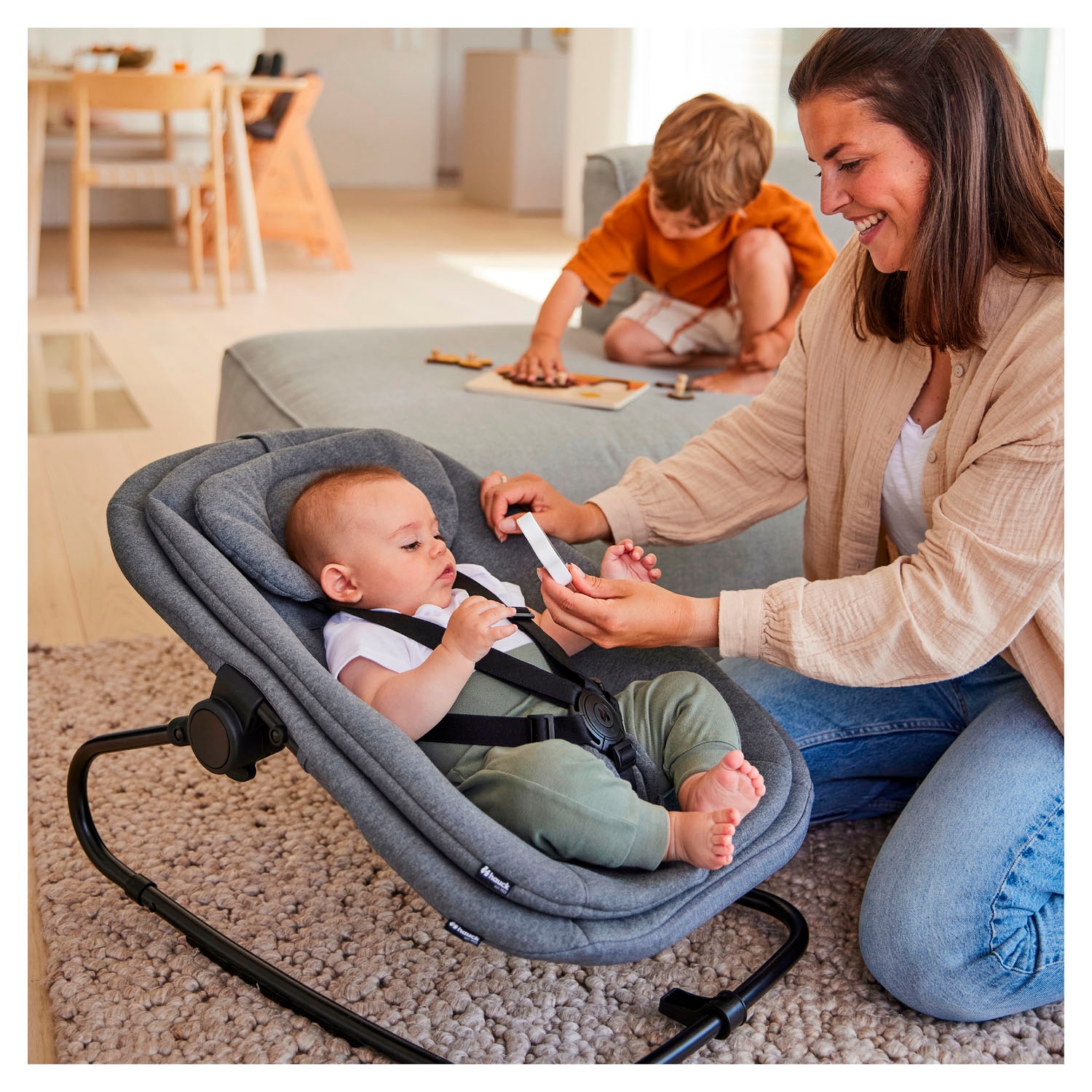 Hauck Transat pour bébé »Highchair Bouncer, Dark Grey Melange« bis 9 kilos für Alpha+, Beta+,  Arketa