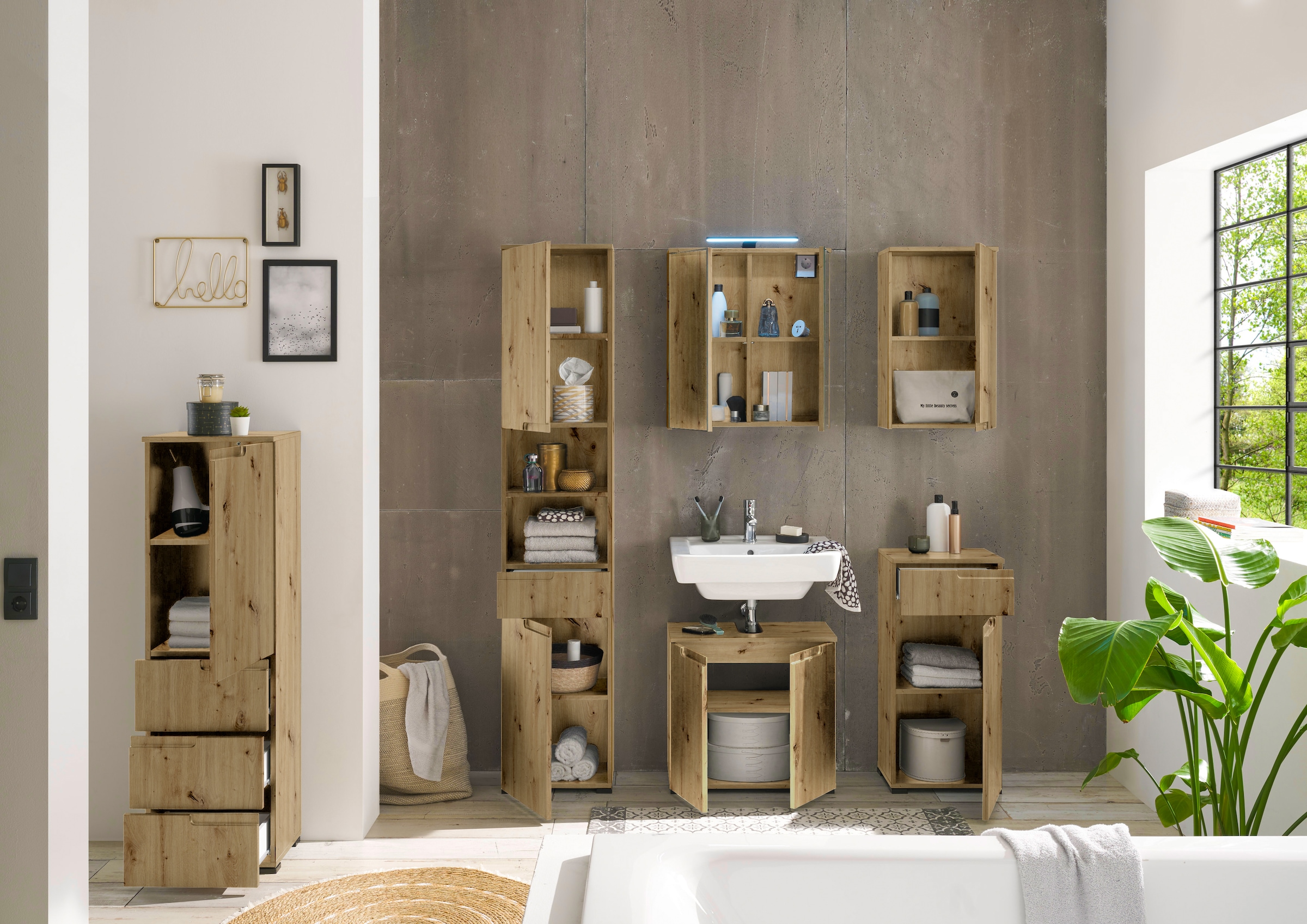 BASIC by Balculina Hängeschrank »Spice, Badezimmerschrank BxTxH 40x67x23 cm« 1 Stk. tlg. Breite 40 cm, Griffmulden