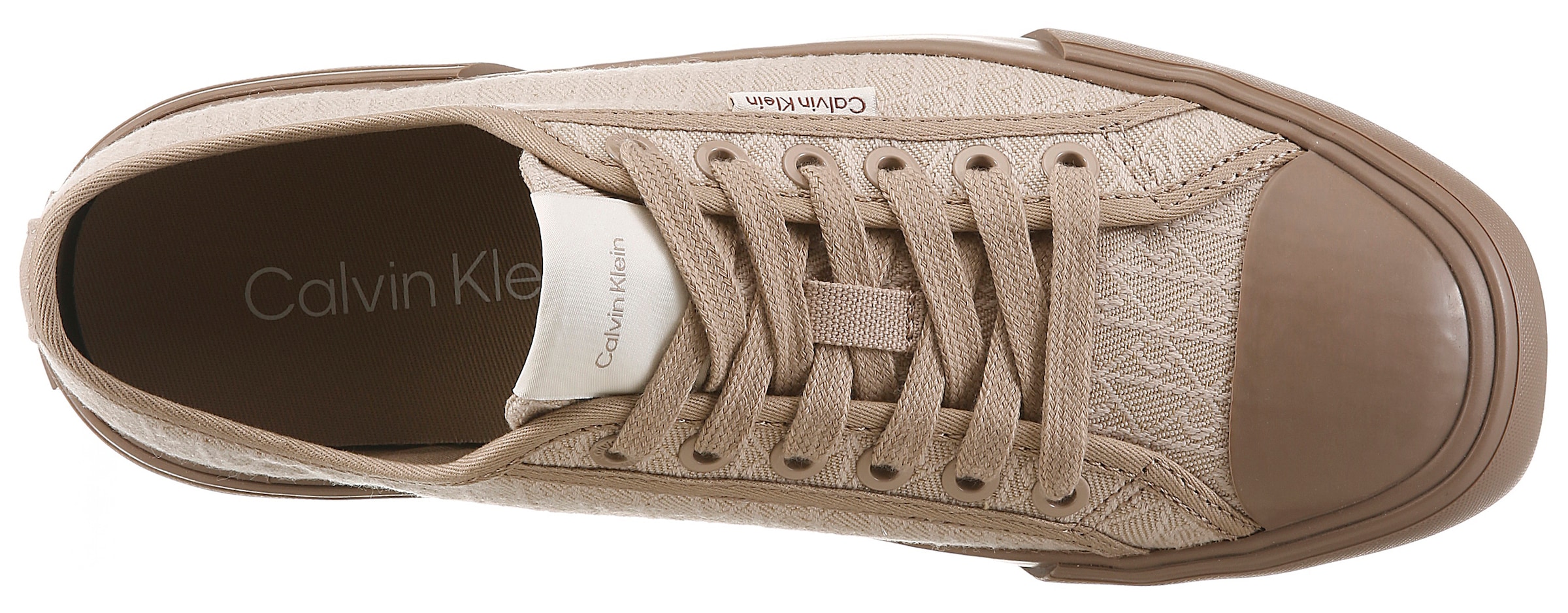 Calvin Klein Baskets à plateforme »VULC LOW LACEUP AOP CANVAS«  Chaussure de loisirs, chaussure basse, à lacets avec plateforme