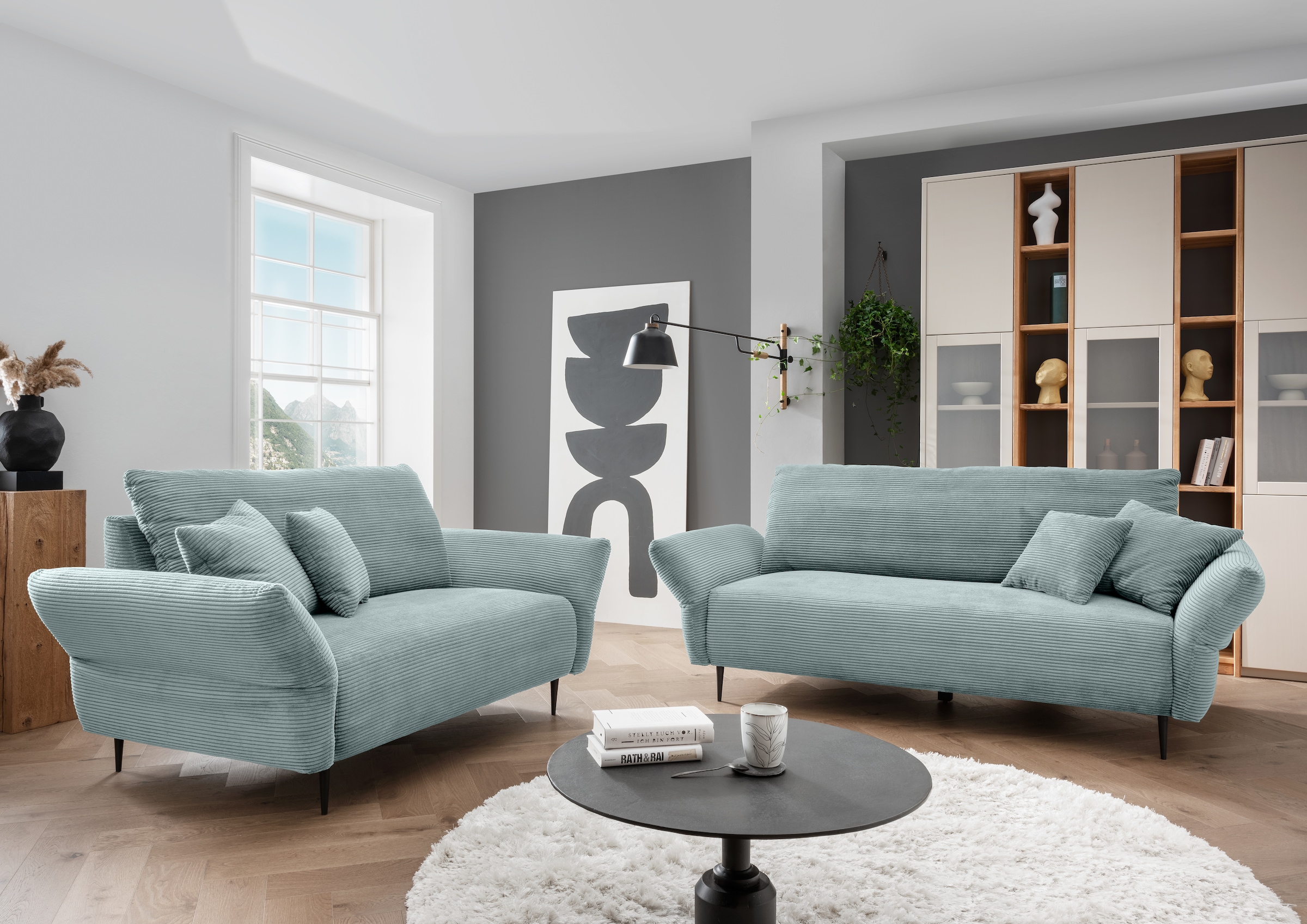 Home affaire Canapé d'angle »Lazio modern und bequem, schmale Armlehnen, tolle Detailverarbeitung« zwei verschiedene Fussfarben wählbar