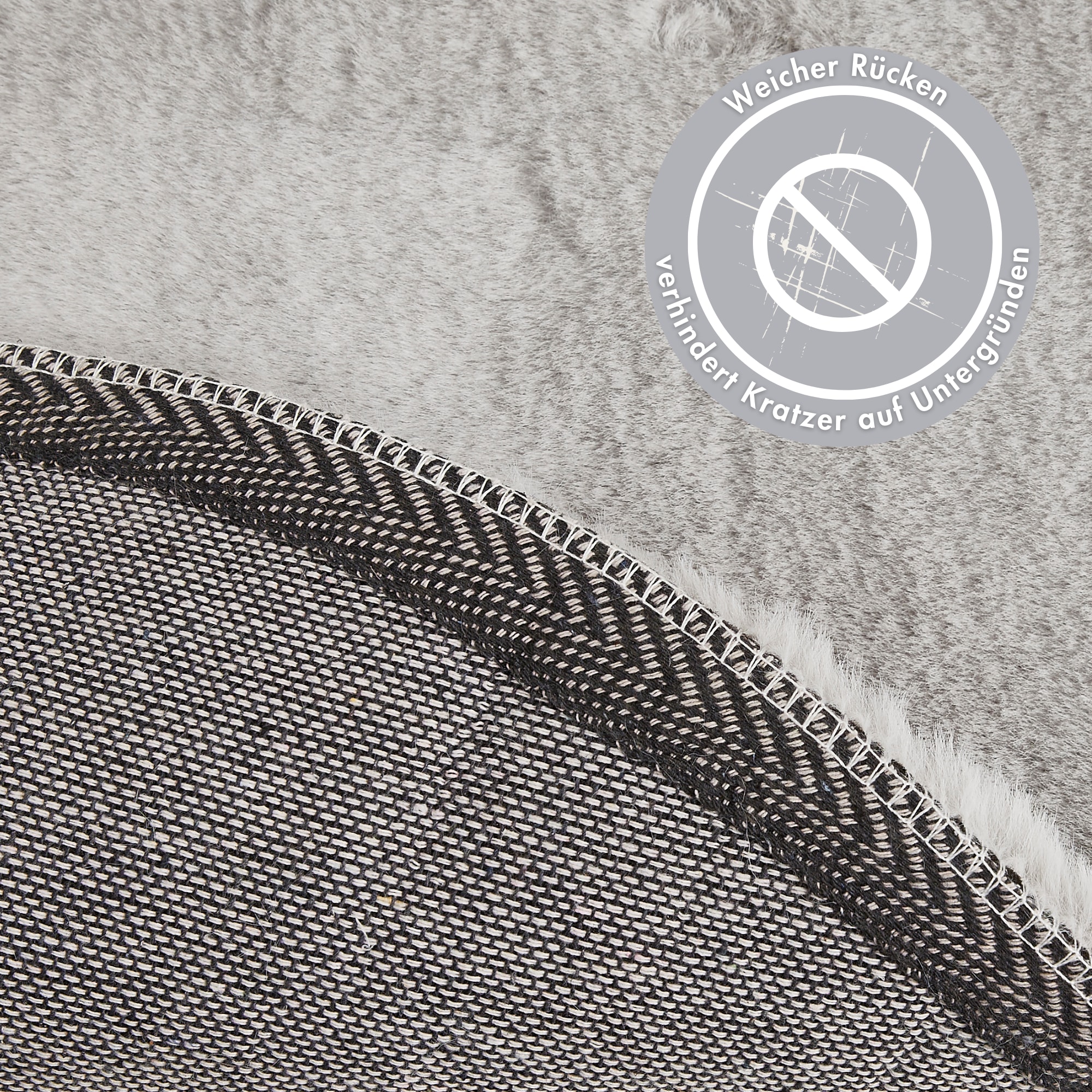 my home Hochflor-Teppich »Lugano« rund 30 mm Höhe Kunstfell, Uni Farben, sehr weich & kuschelig