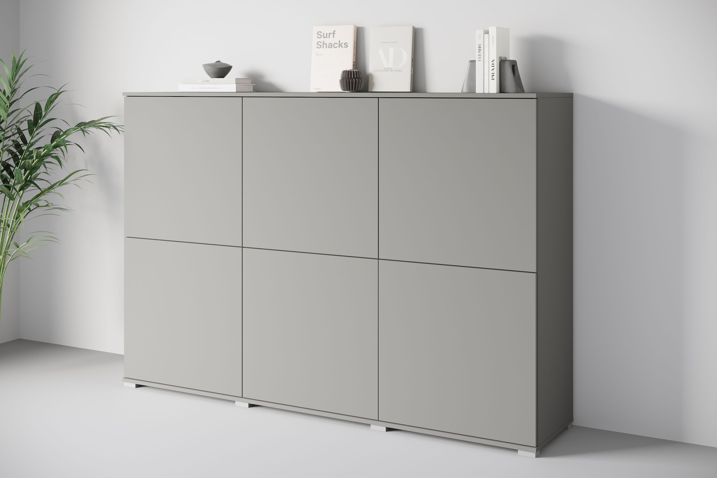 GOODproduct Buffet haut »Kenia, moderne grifflose Hochkommode mit 6 Türen, Breite 180 cm« 1 cuis tlg. façades push-to-open, étagères réglables en hauteur