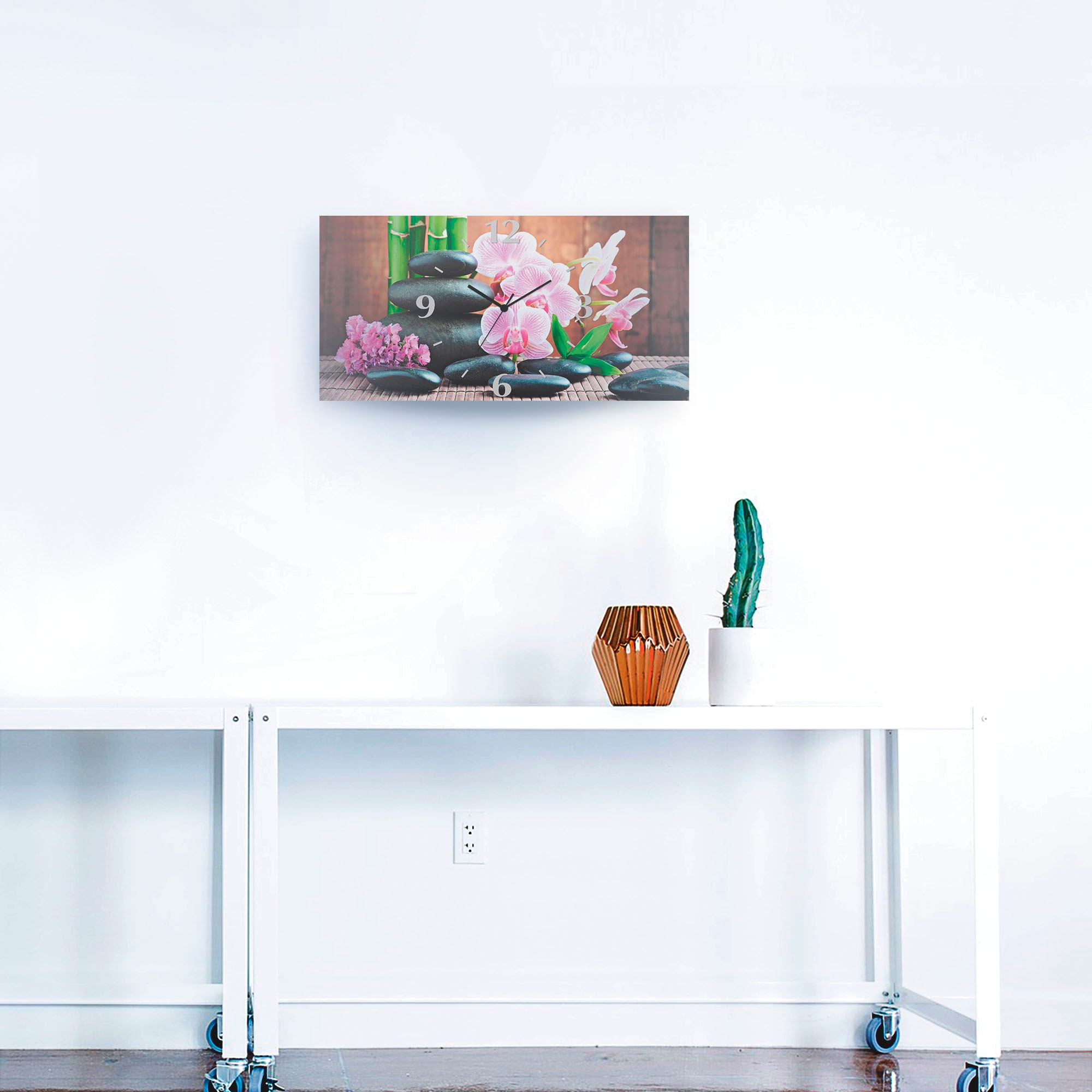 Artland Wanduhr »Spa Konzept Zen Steinen Orchideen« 3D Optik gebogen, mit Quarz- oder Funkuhrwerk, versch. Grössen