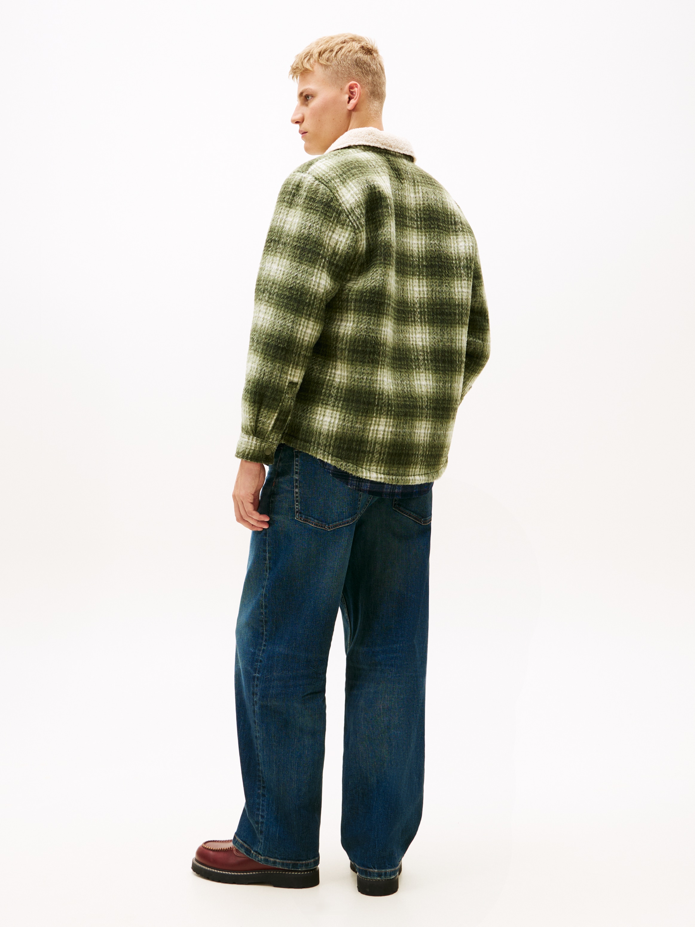 Tommy Jeans Karohemd »CHECK TEDDY OVERSHIRT« Overshirt Jacke Holzfäller kRegular fit mit Rundhalsausschnitt