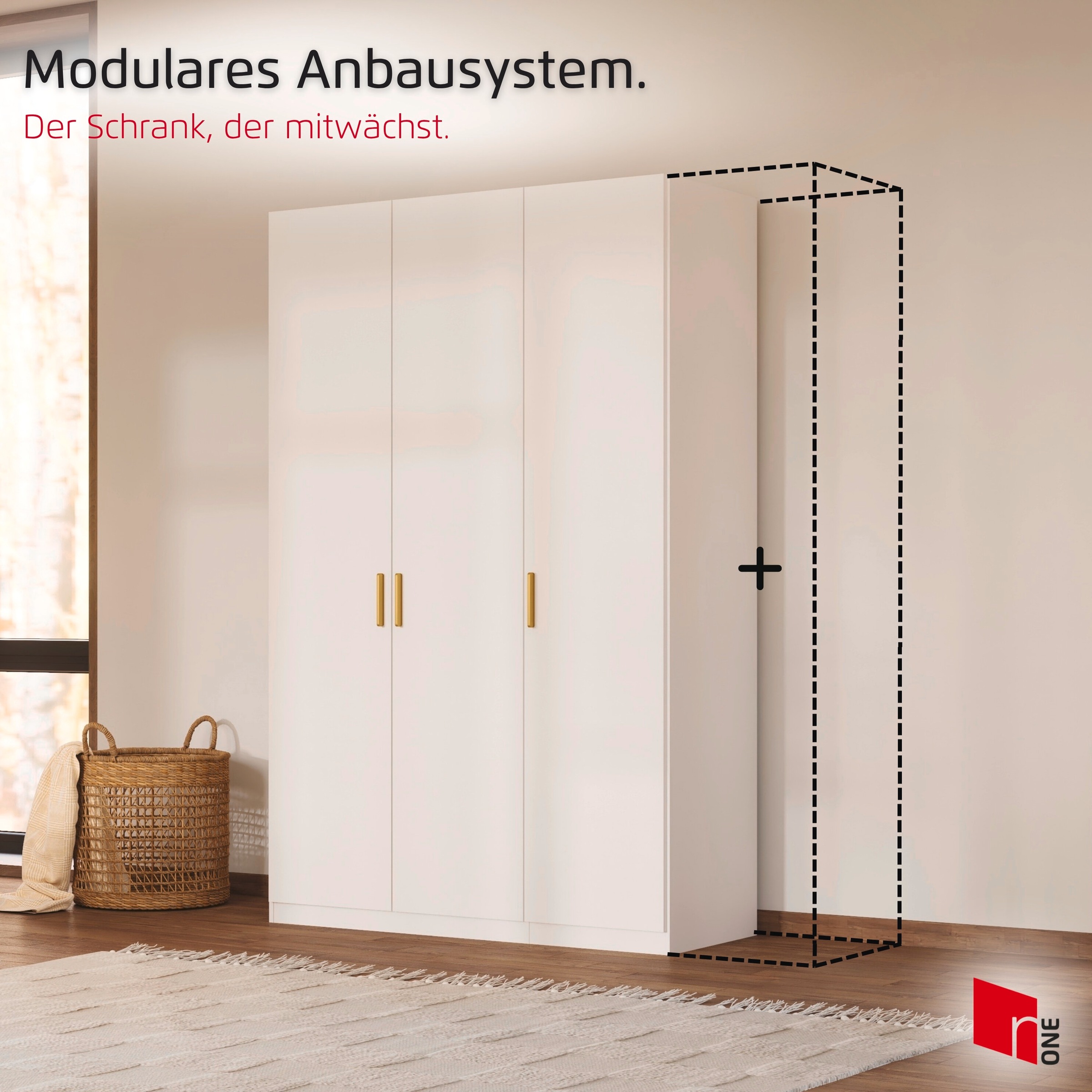 GOODproduct Kaminumbauschrank »Schrank Möbel Schlafzimmer Garderobe Kinderzimmer WELTNEUHEIT ZELLARA« PATENTIERTES SCHNELLMONTAGESYSTEM Griff Goldfarben MADE IN GERMANY