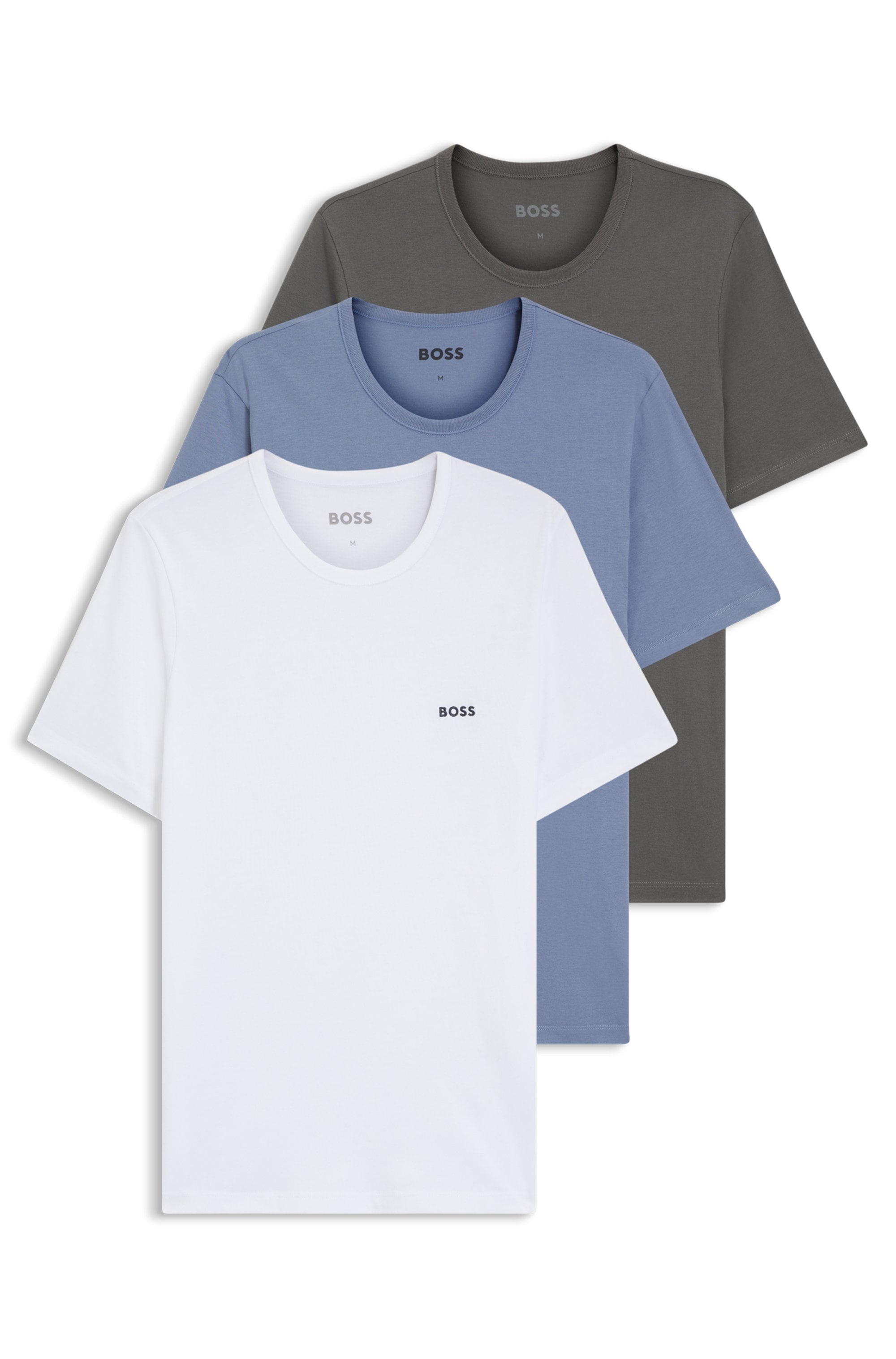 BOSS T-Shirt »TShirtRN 3P Classic« Packung, 3 Stk. mit BOSS Stickerei
