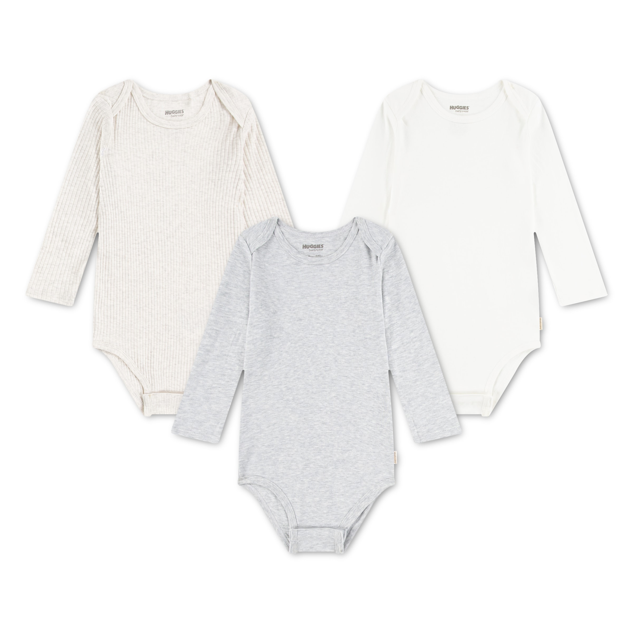HUGGIES babywear Langarmbody »HUGB 3PK BODYSUIT« Packung, 3 Stk. 3er-Pack, in Ripp-Optik