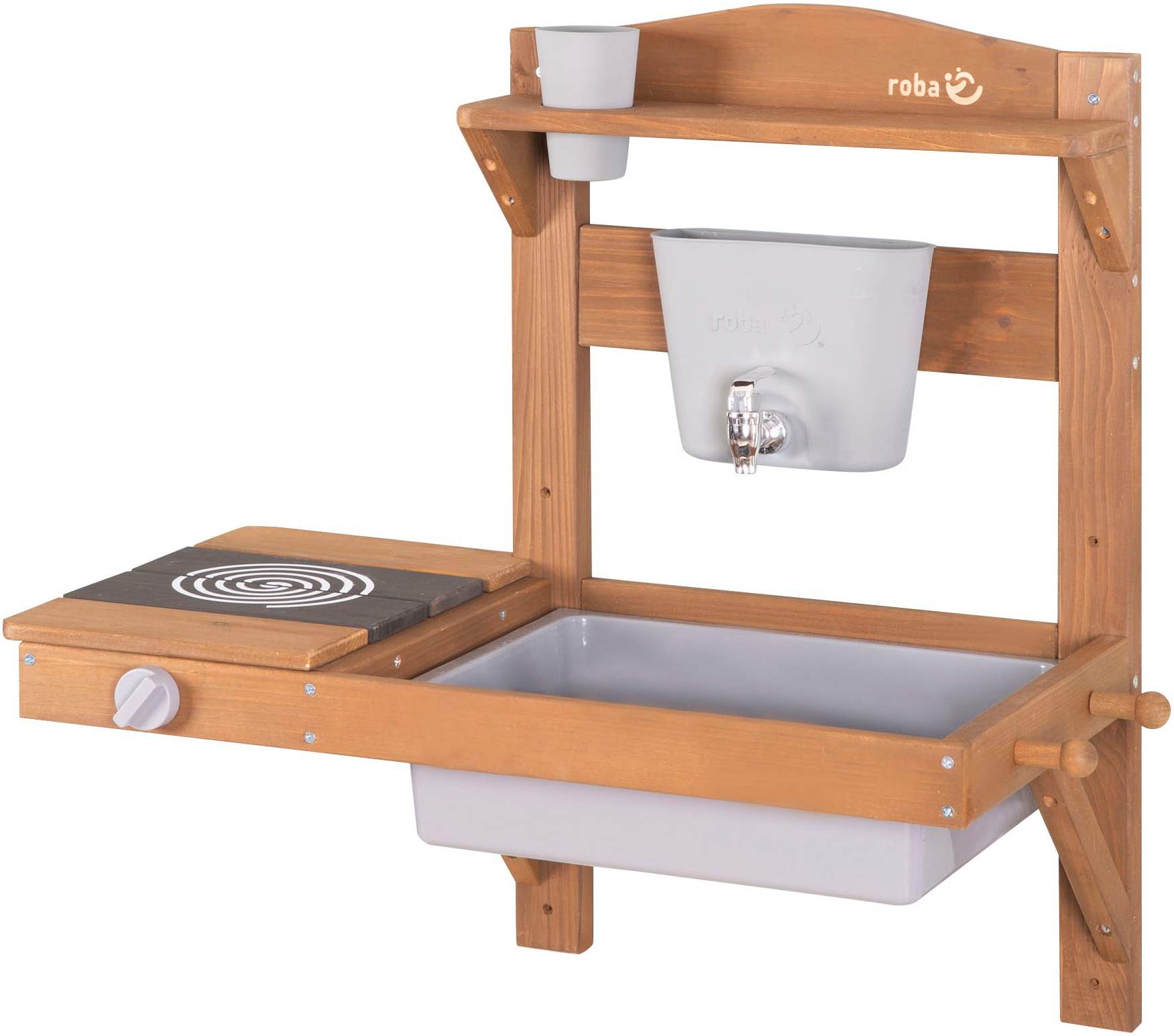 roba® Outdoor-Spielküche »Matschküche zum Hängen, teakholzfarben lasiert, aus Holz« FSC® - schützt Wald