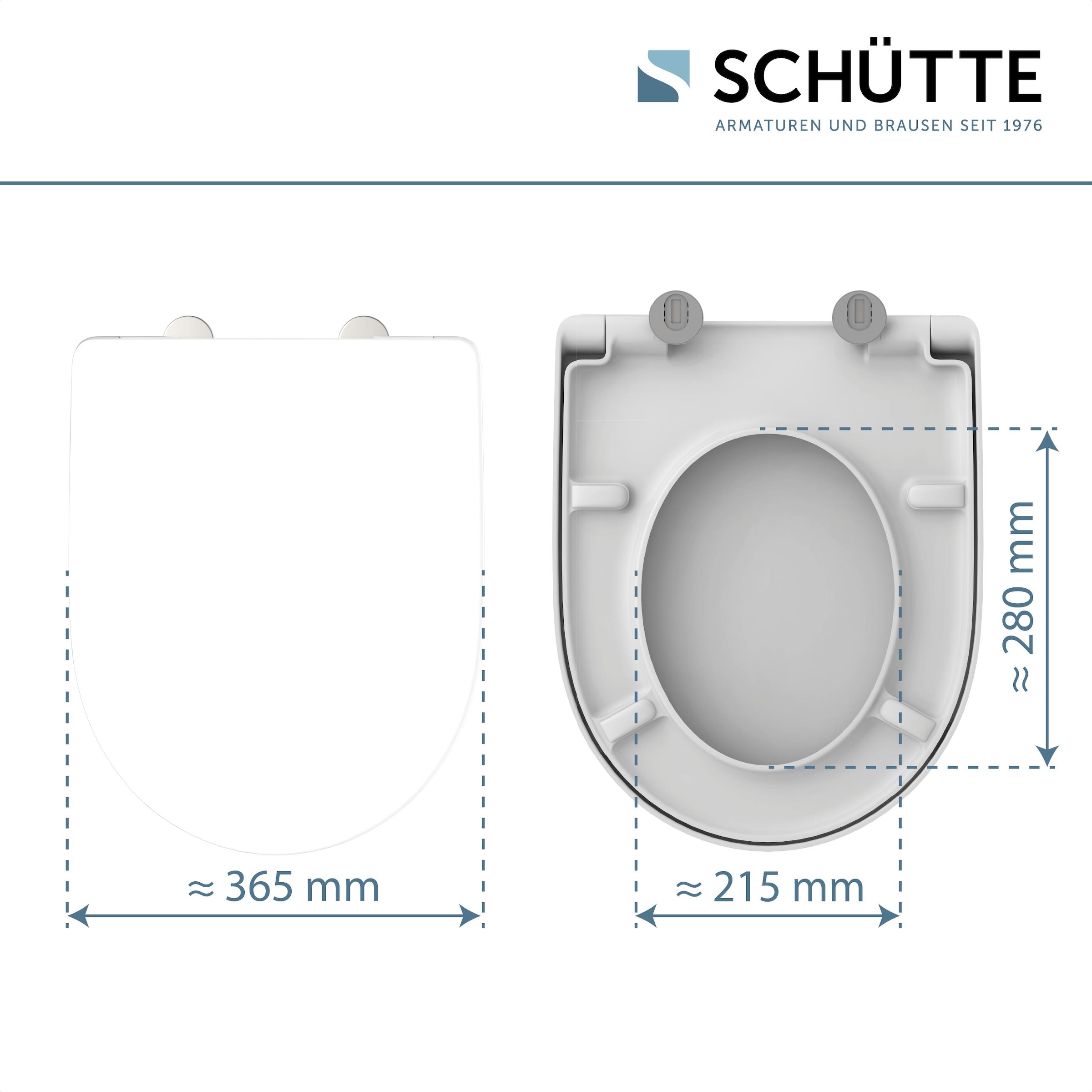 Schütte WC-Sitz »Duroplast, WHITE D-Form PRO 7« WC-Sitz, Befestigungsmaterial, Montageanleitung,  mit Absenkautomatik und Schnellverschluss
