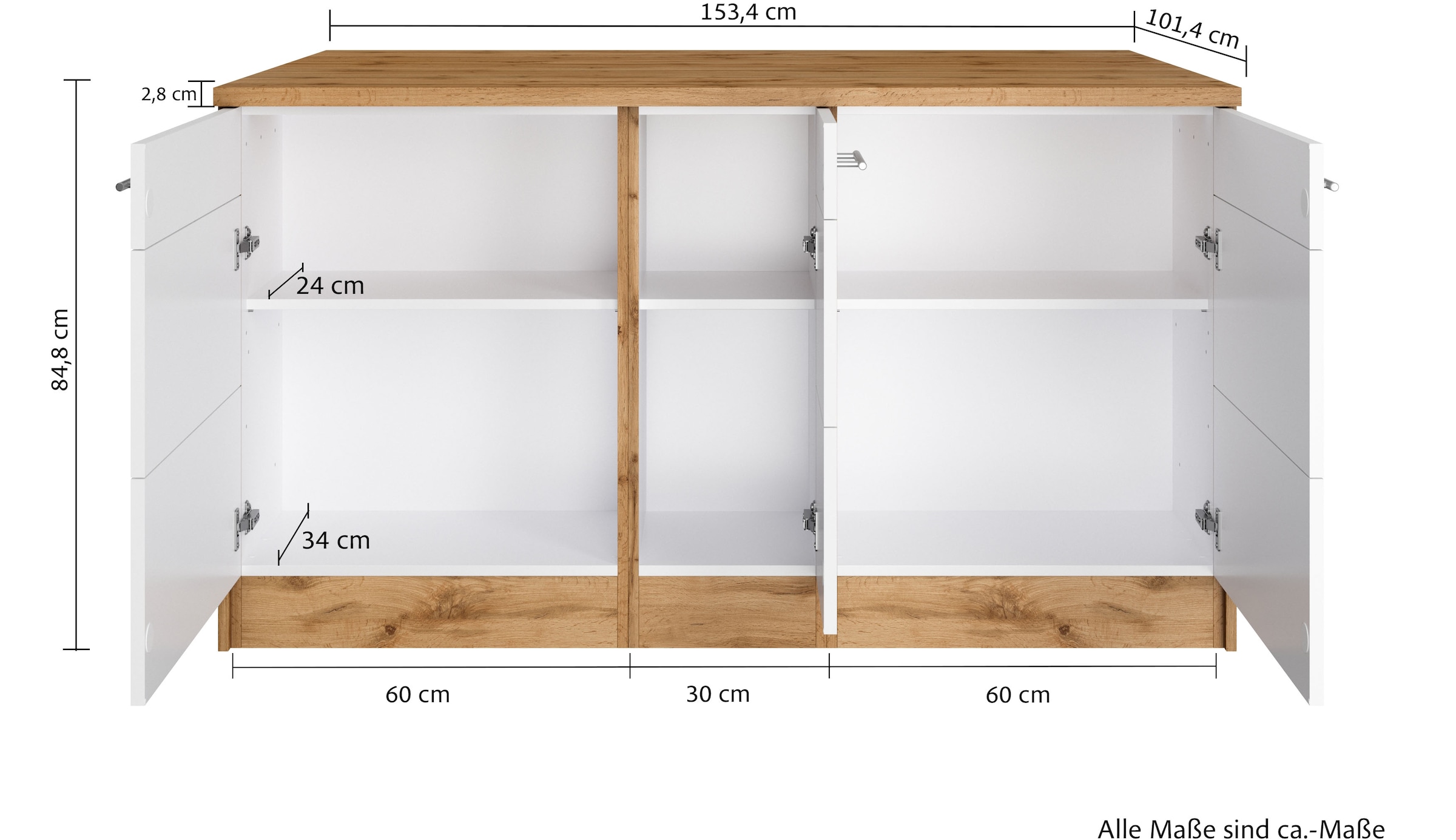 KOCHSTATION Ilot de cuisine »KS-Wien« largeur 153 cm, façades MDF, casier à bouteilles