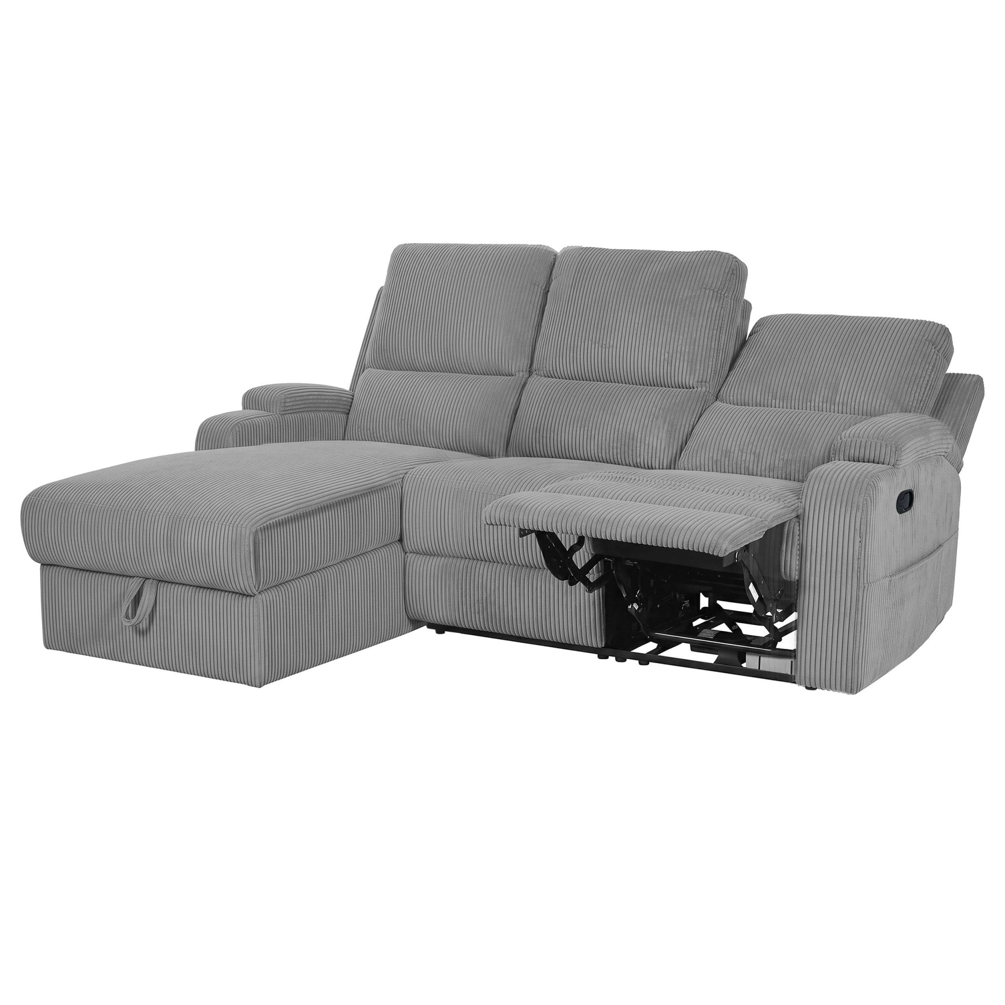GOODproduct Canapé d'angle »NAPORI Cord, Multimediasofa, L-Form« fonction relax manuelle ou électrique, USB-A pour la version électrique, coffre de rangement