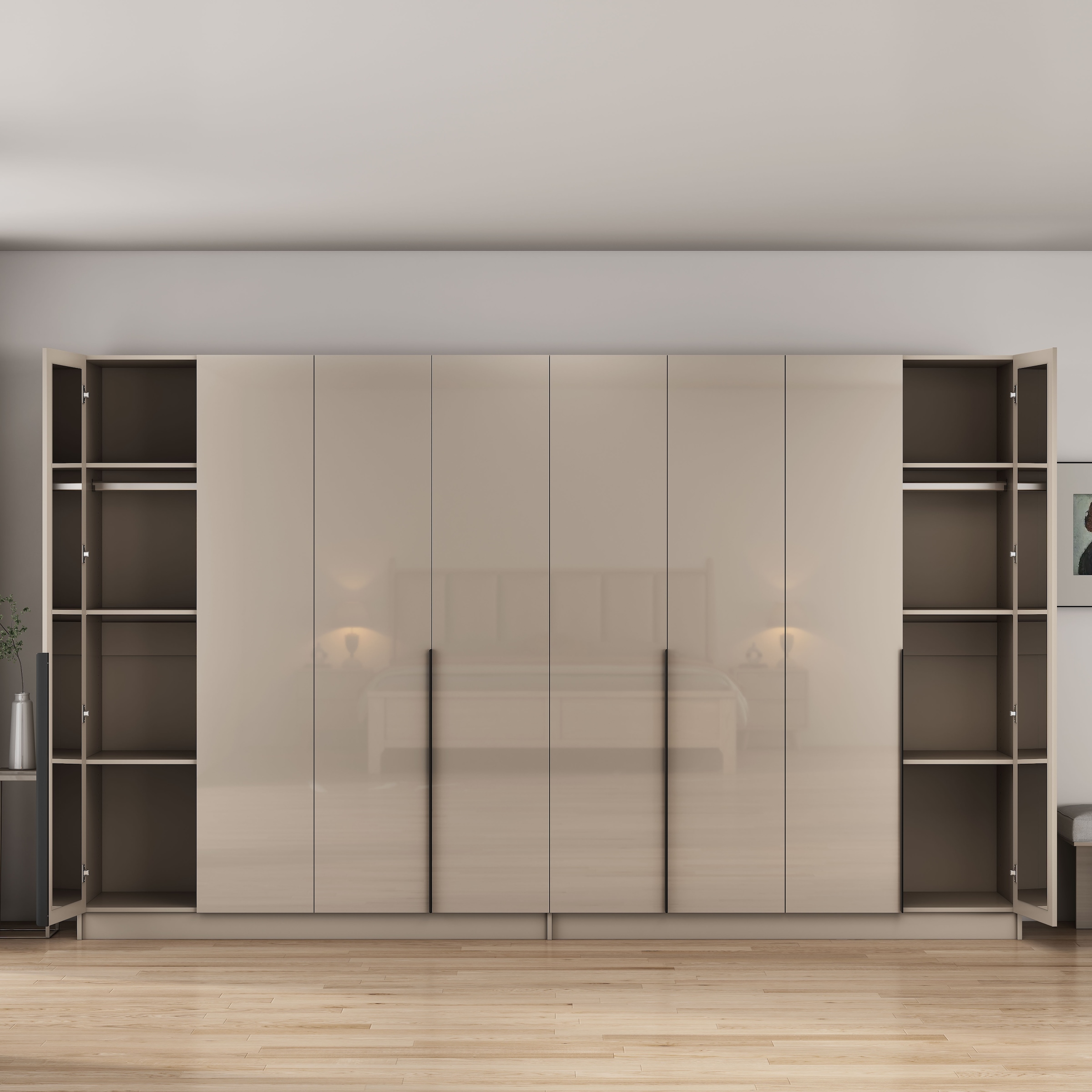 GOODproduct Kleiderschrank »Annor Schlafzimmerschrank Breite 323 cm hochglanz Schrank Garderobe« Drehtürenschrank mit perfekter Innenausstattung - elegante Türgriffe