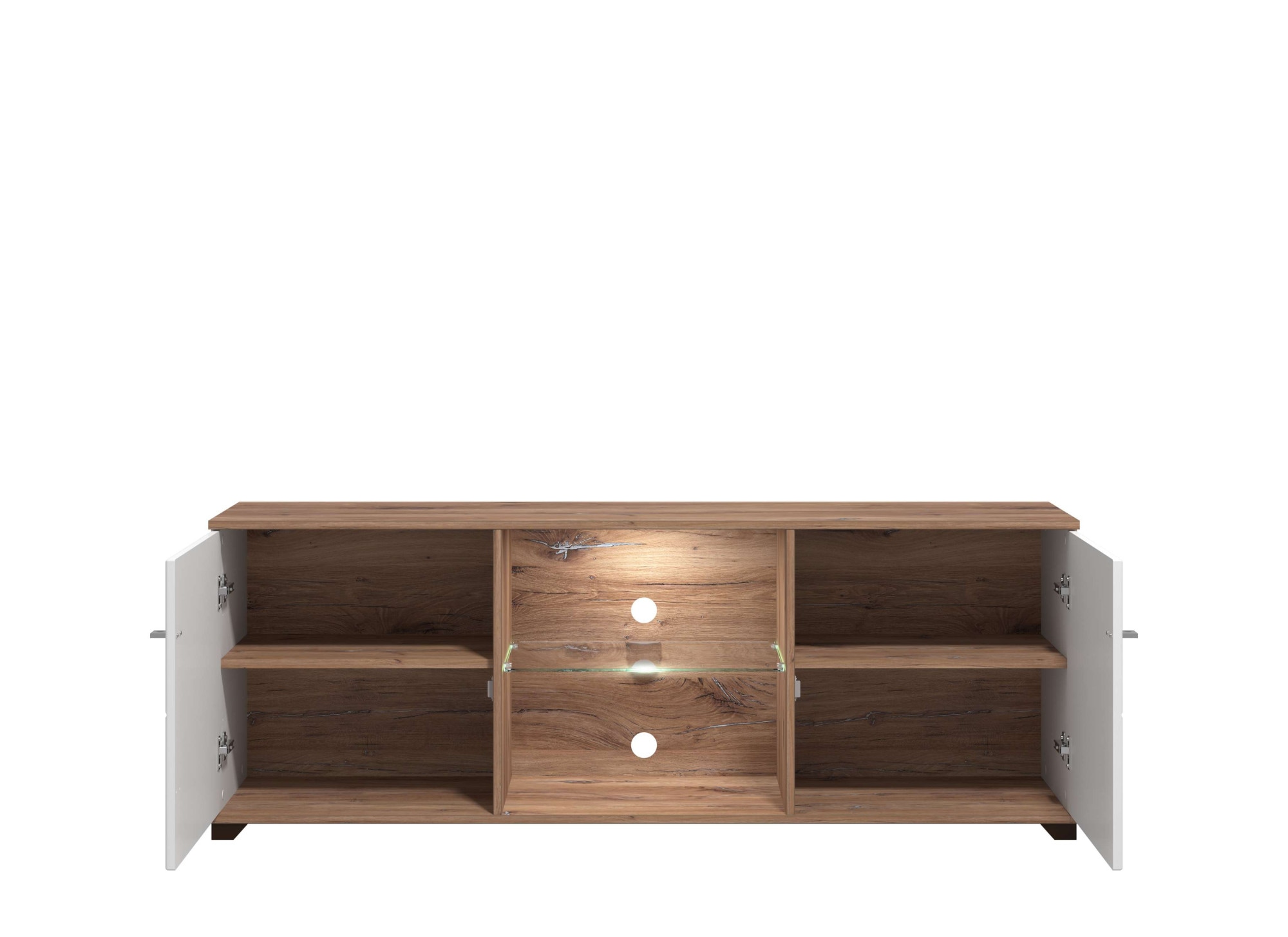 INOSIGN Tableau TV »Burgundy Lowboard, TV-Schrank, TV-Ständer, Hochglanzfonten« Hochglanzfronten und eine Innenausstattung in Flagstaff Eiche