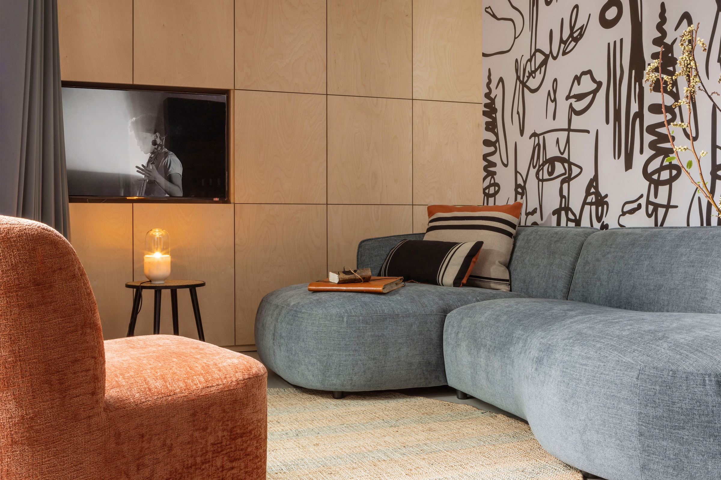 WOOOD Fauteuil pivotant »Atty mit struktur-Velvetbezug und Drehmechanismus B 74 x T 65 x H 75cm« Très haute résistance à l'usure, livré monté, capacité de charge 120 kg