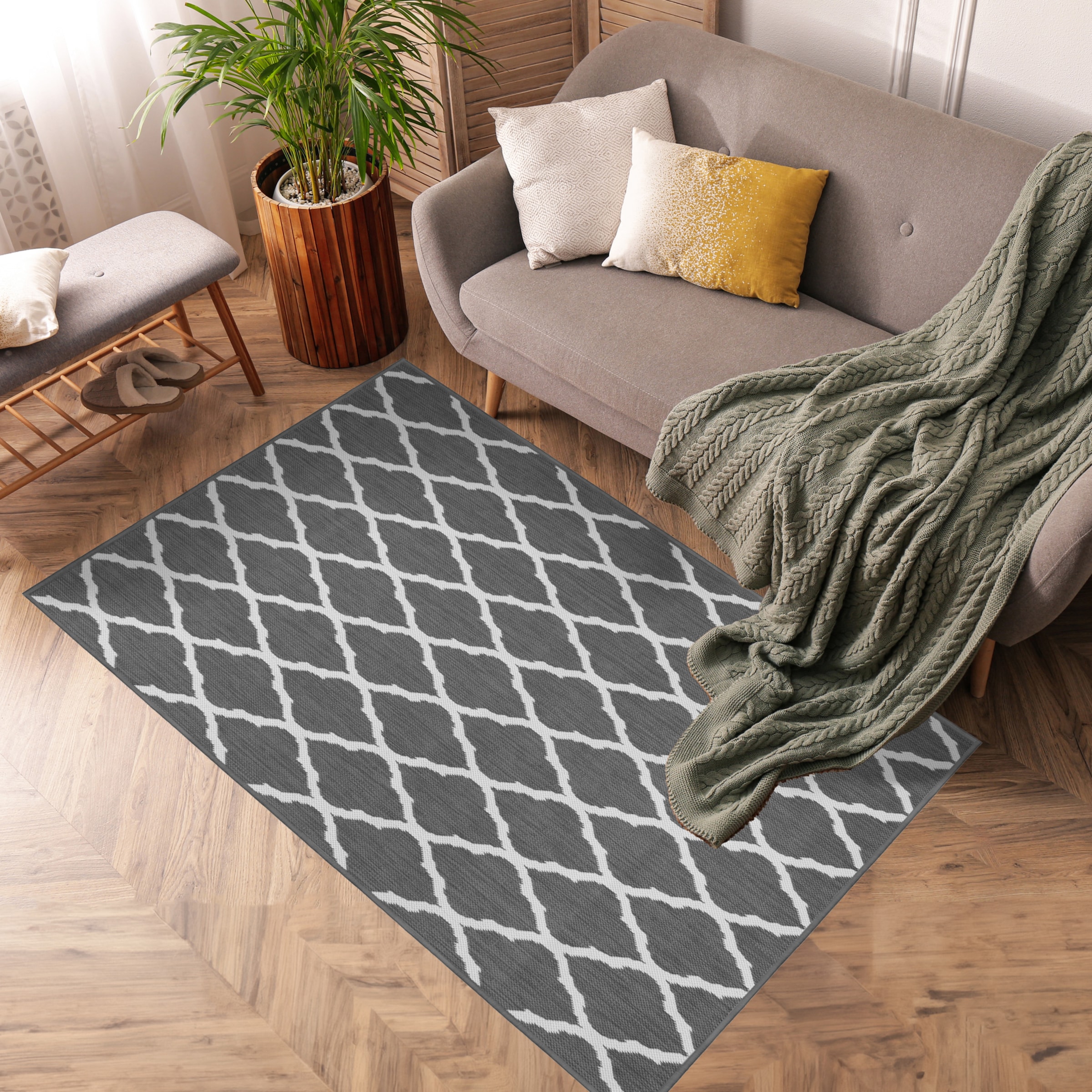 Primaflor-Ideen in Textil Tapis »Outdoorteppich REVERSO - Round Rhombus« Rectangulaire 5 mm Höhe tapis réversible, motif losanges, adapté intérieur et extérieur, étanche