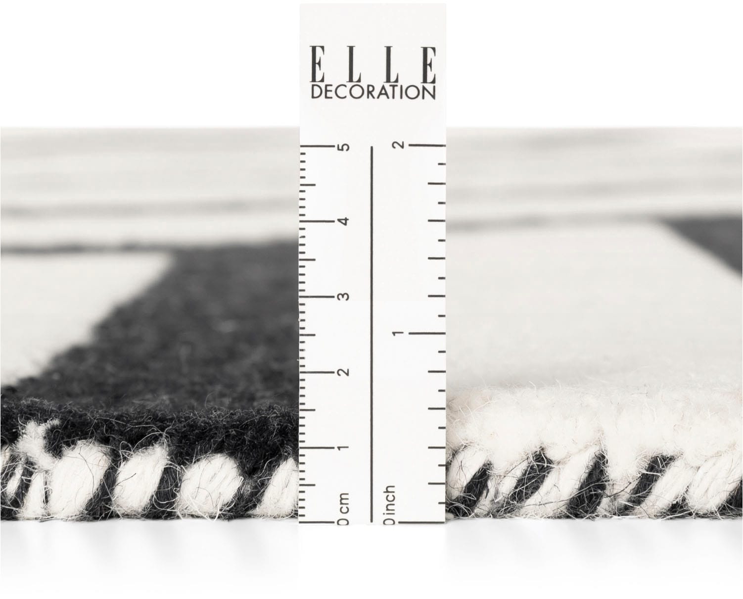 ELLE DECORATION Tapis en laine »Noir« Rectangulaire 12 mm Höhe Wolle, Natur, Wohnzimmer, schwarz weiss, Modern, Geometrisch, Streifen