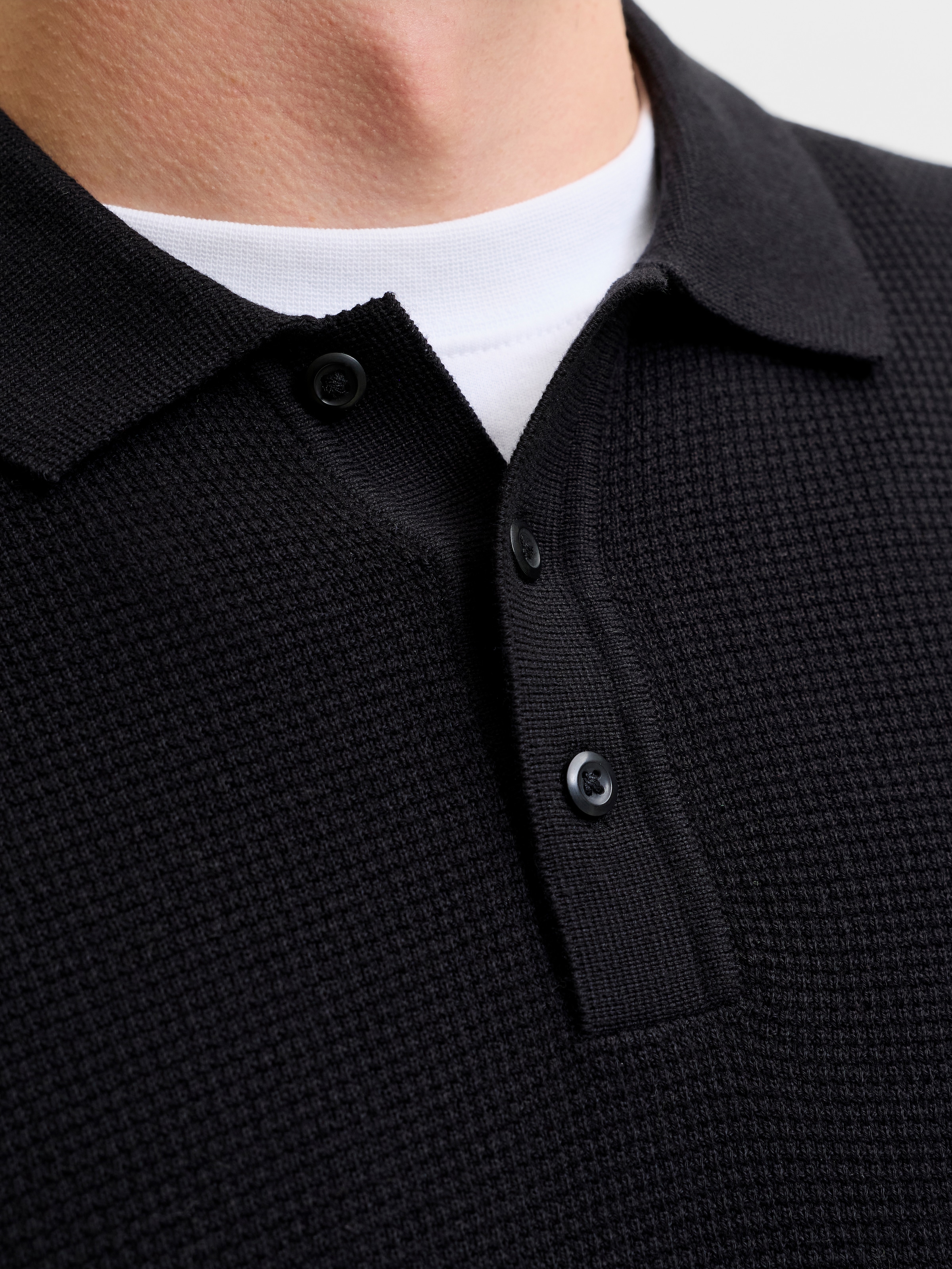 Jack & Jones Pull à col polo »JJEAUSTIN KNIT LS POLO SN« mélange coton, coupe régulière