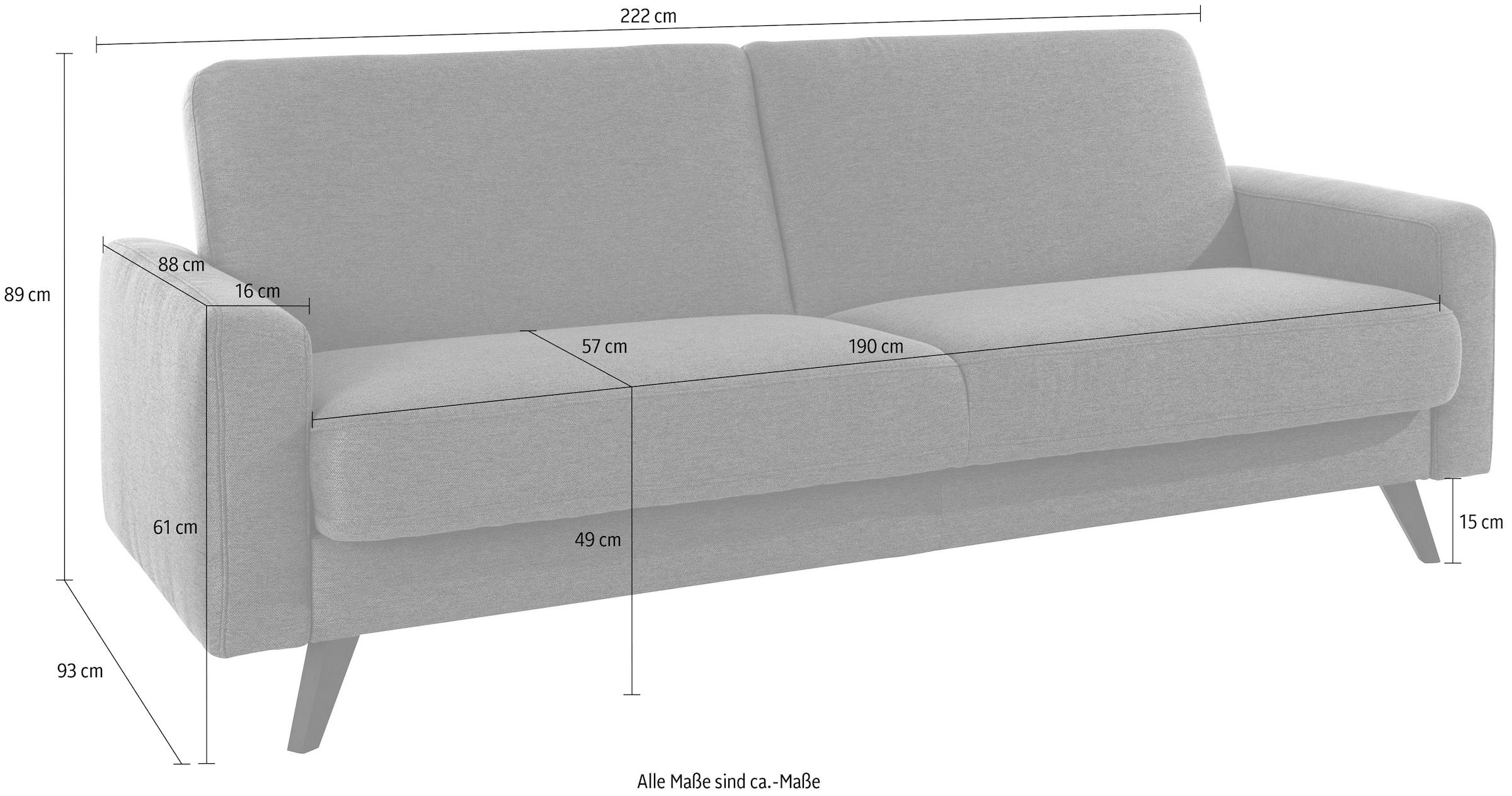 exxpo - sofa fashion 3-places »Samso, elegant und bequem, toller Sitzkomfort, Schlafsofa« Kippcouch, inklusive Bettfunktion und Bettkasten, Komfortsitzhöhe 49cm