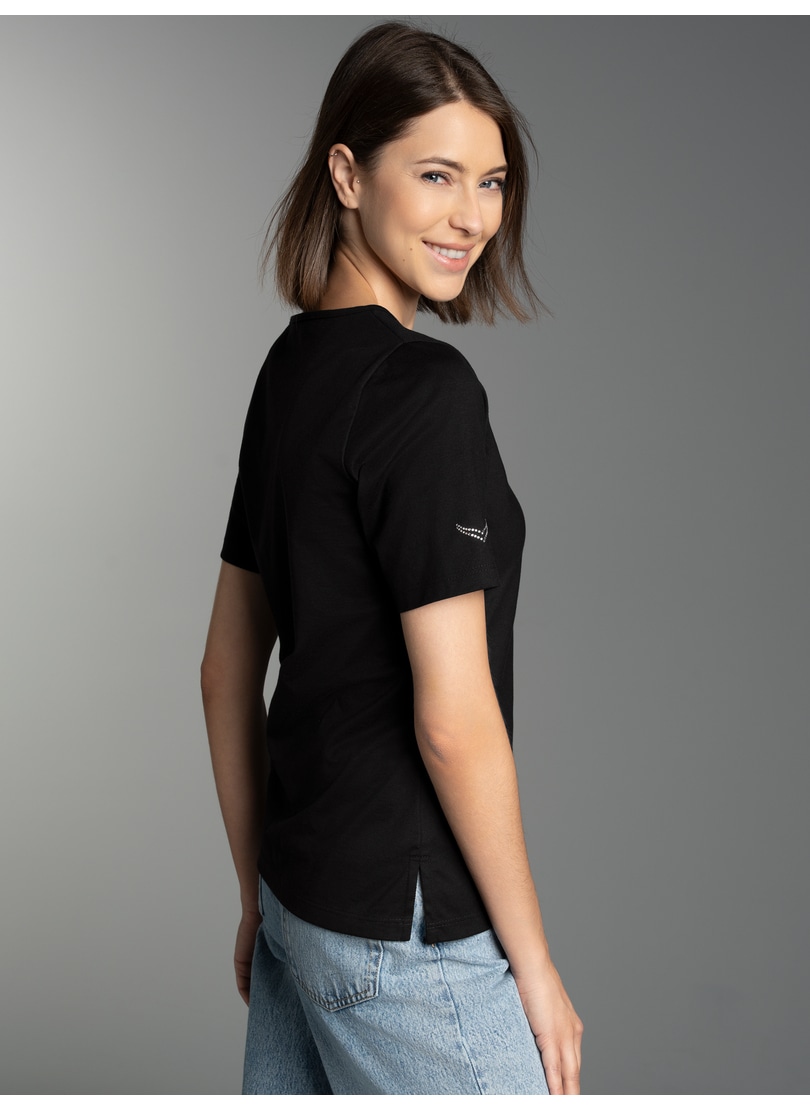 Trigema T-shirt »TRIGEMA T-Shirt DELUXE Baumwolle mit Kristallsteinen« 1 cuis