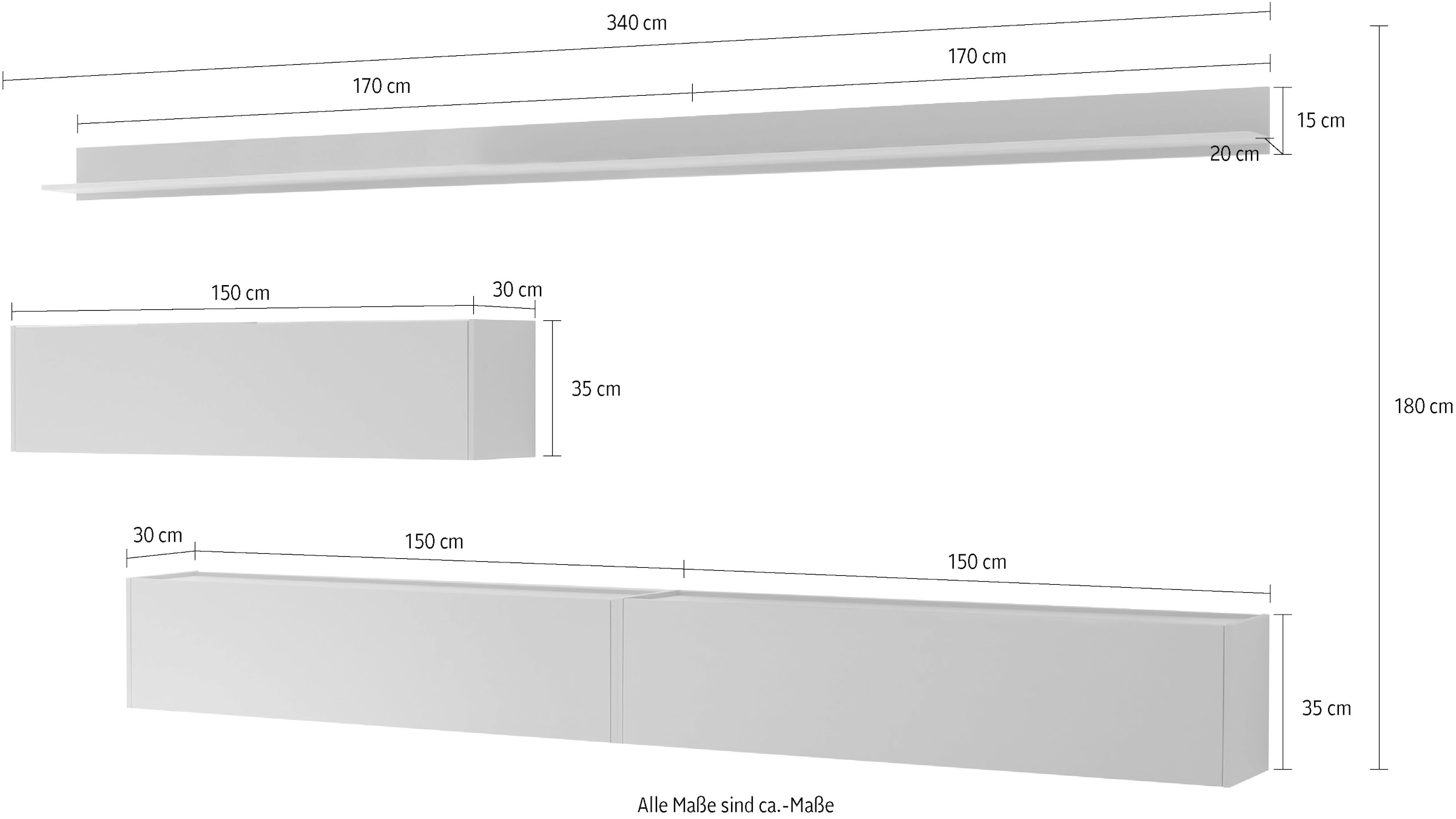 Home affaire Meuble mural »City/Giron, moderne Anbauwand, Komplettset in vielen Farben verfügbar« Set, 5 cuis tlg.