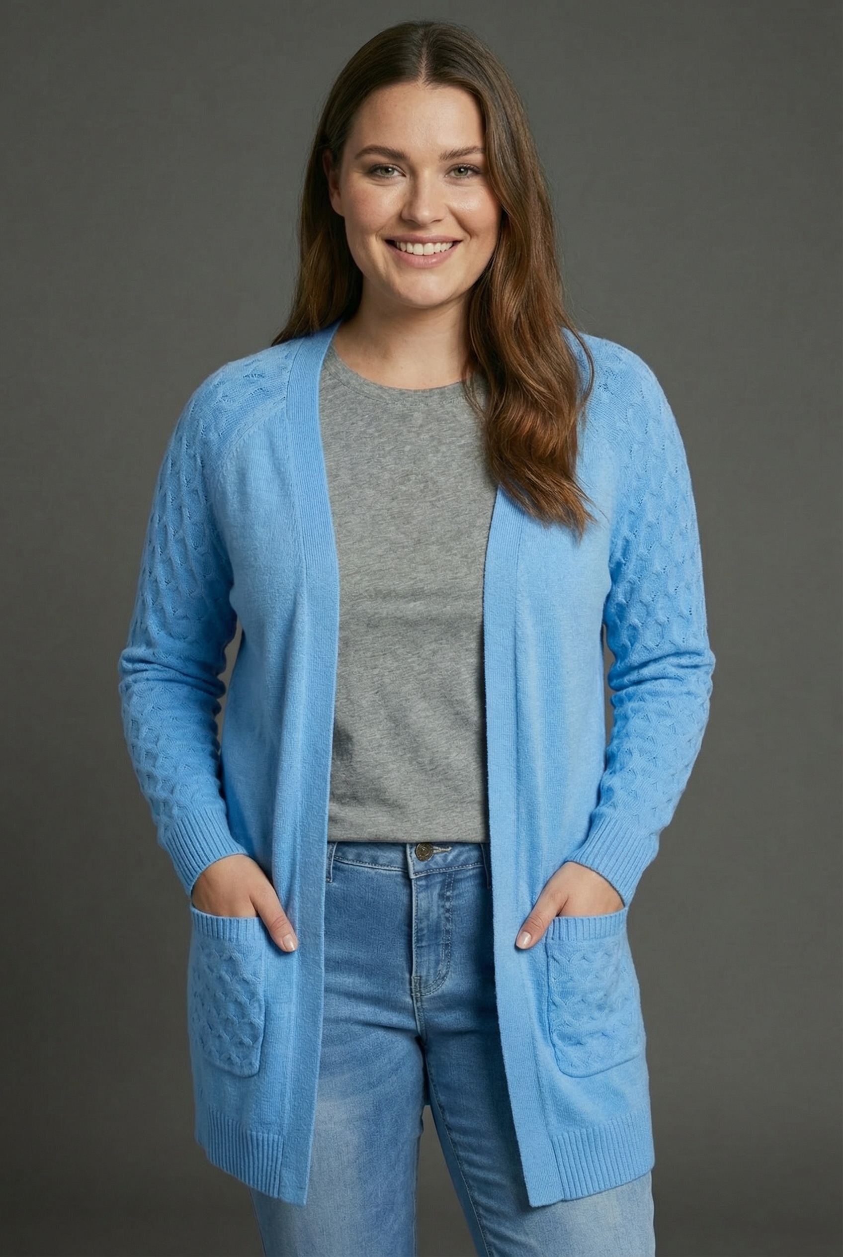 KangaROOS Cardigan casual Stil, bequeme Passform, mit Raglanärmeln, grosse Grössen
