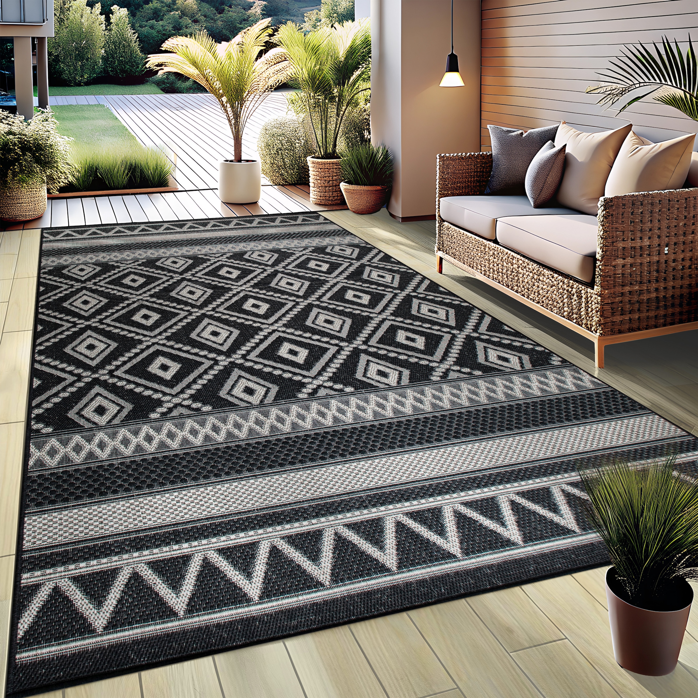 my home Teppich »Toronto auch als Läufer erhältlich« rechteckig 3 mm Höhe In- und Outdoor geeignet, Sisal-Optik, Wetterfest & UV-beständig, Boho