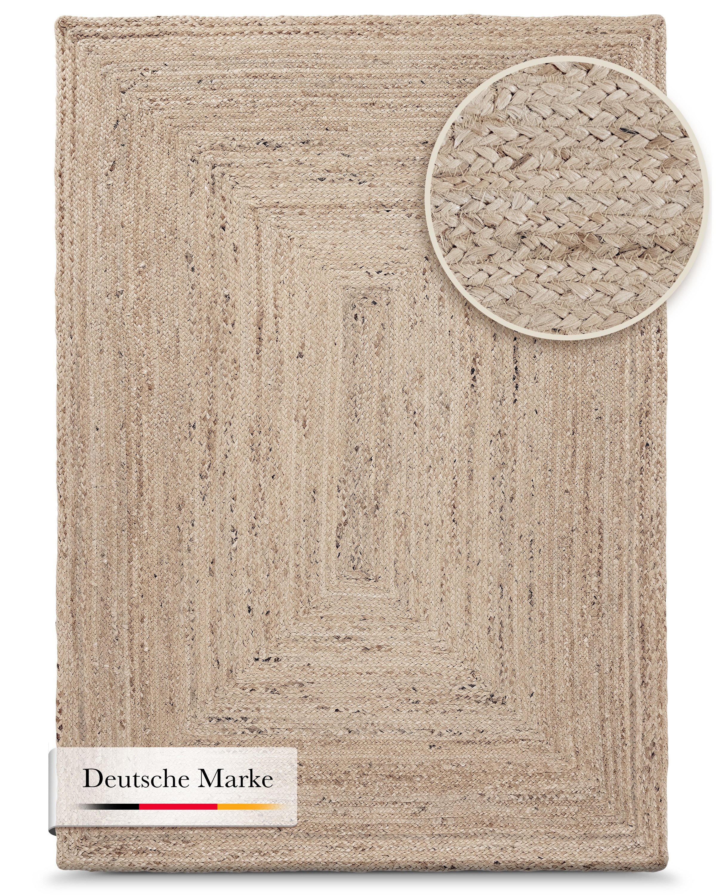 carpetfine Teppich »Nele Juteteppich Naturfaser« rechteckig 6 mm Höhe geflochtener Wendeteppich aus 100% Jute, quadratisch und als Läufer