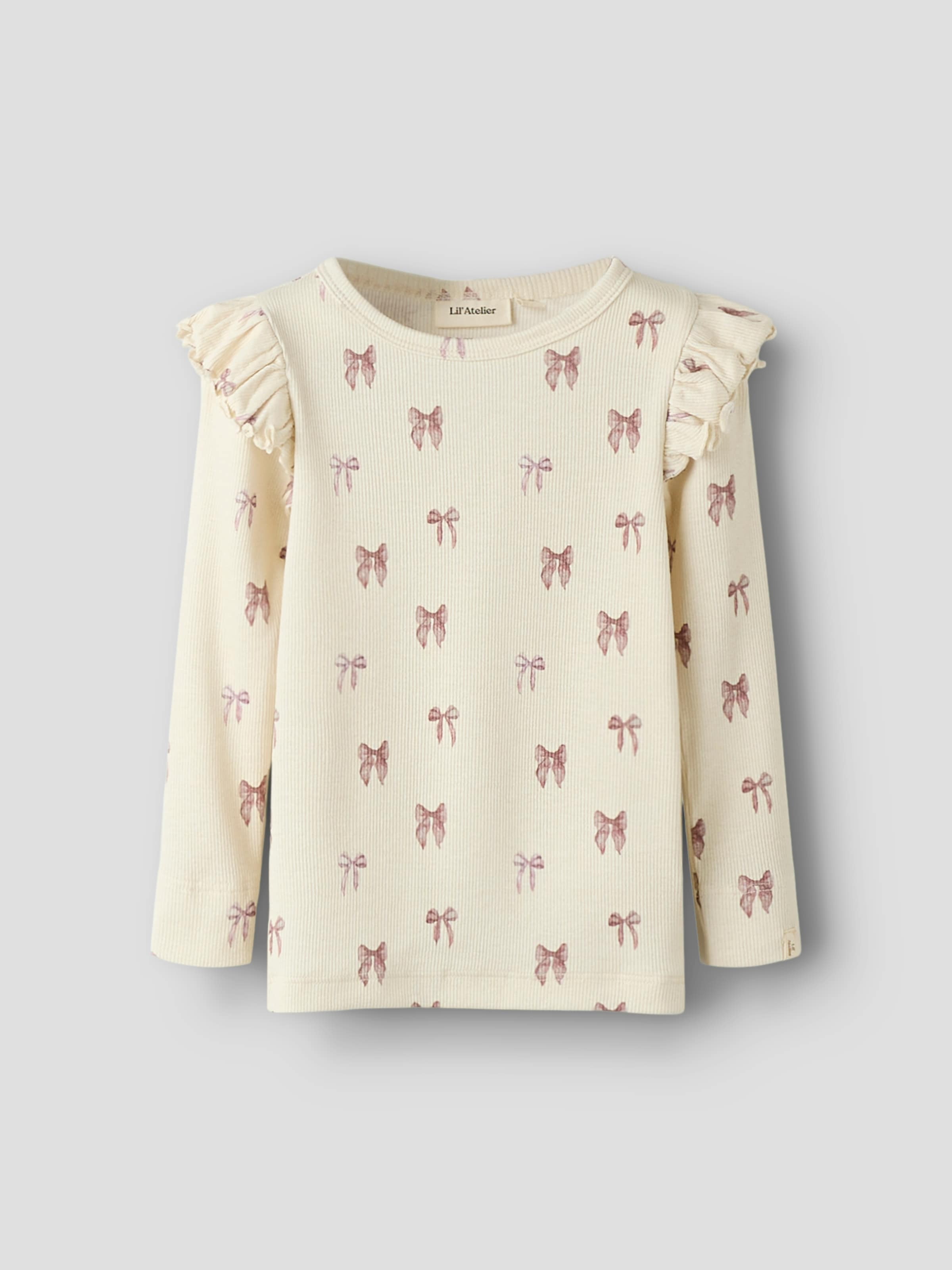 Lil' Atelier T-shirt à manches longues »NMFGAVO EKO LS SLIM TOP LIL NOOS« avec volants, jersey côtelé doux, coupe slim