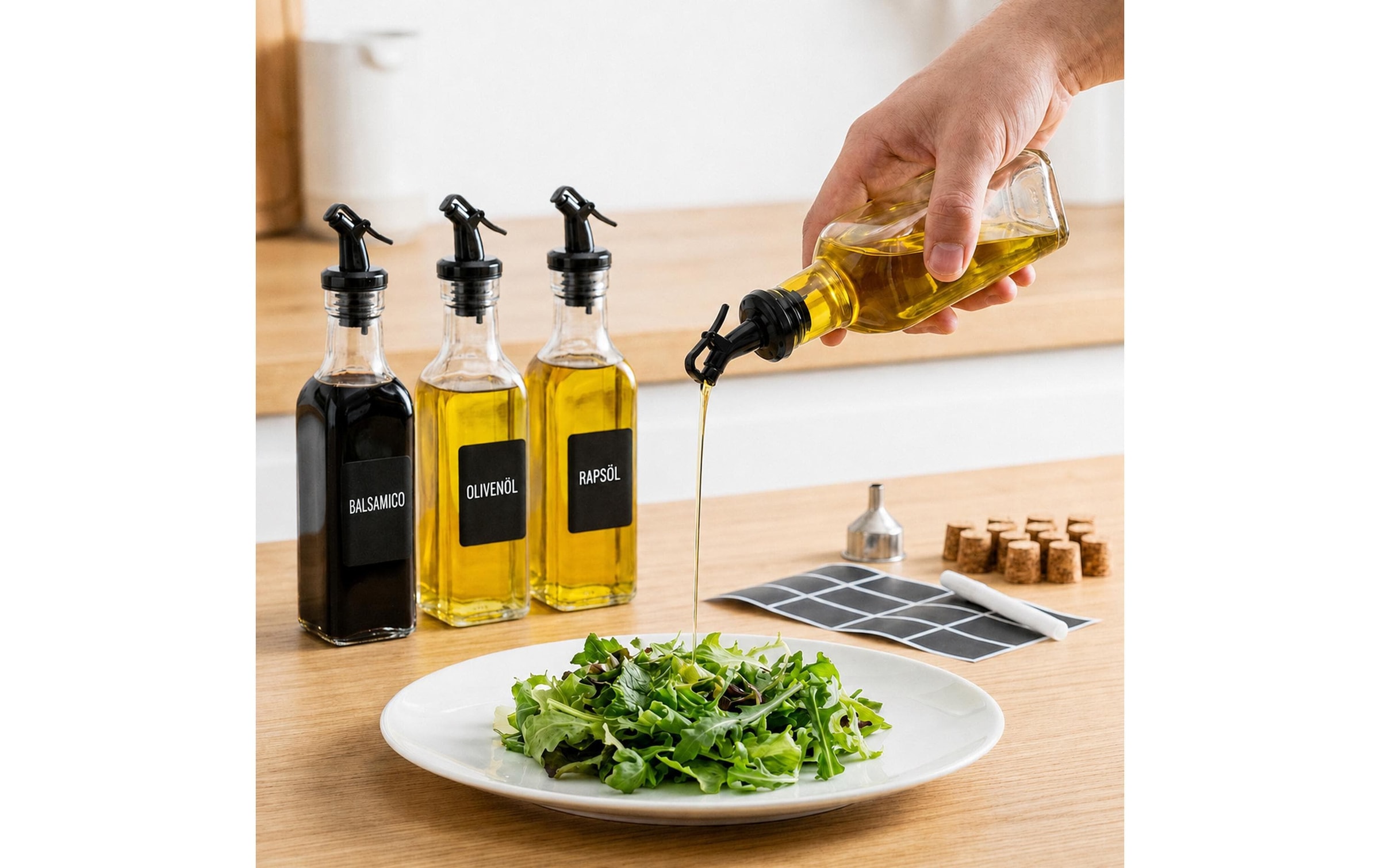 relaxdays Menage-Set »Ölflaschen Set 12-teilig Glas 150 ml«