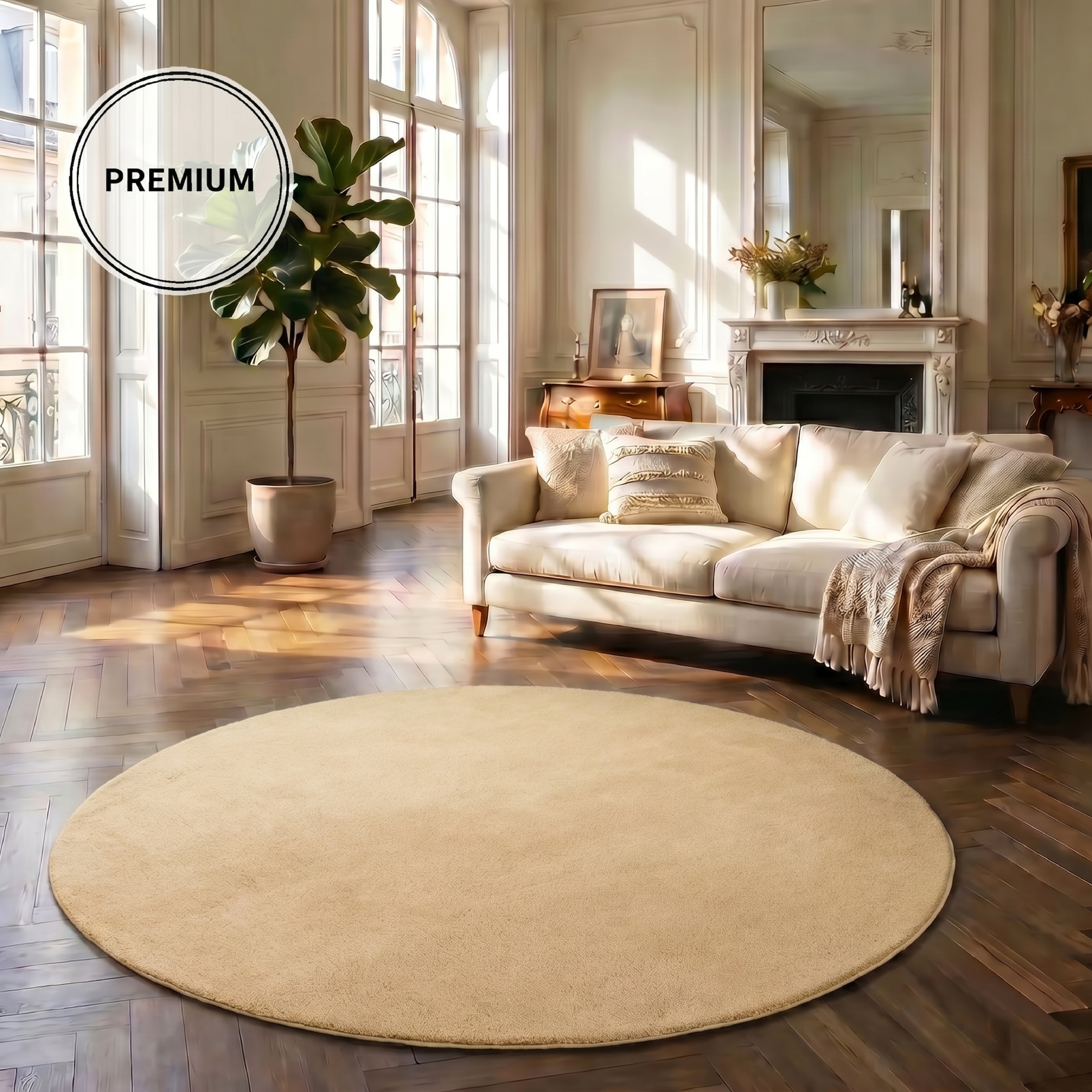 GOODproduct Teppich »Cali« rund 16 mm Höhe Uni-Farben, kuschelig, & weich, waschbar, Wohnzimmer, Schlafzimmer