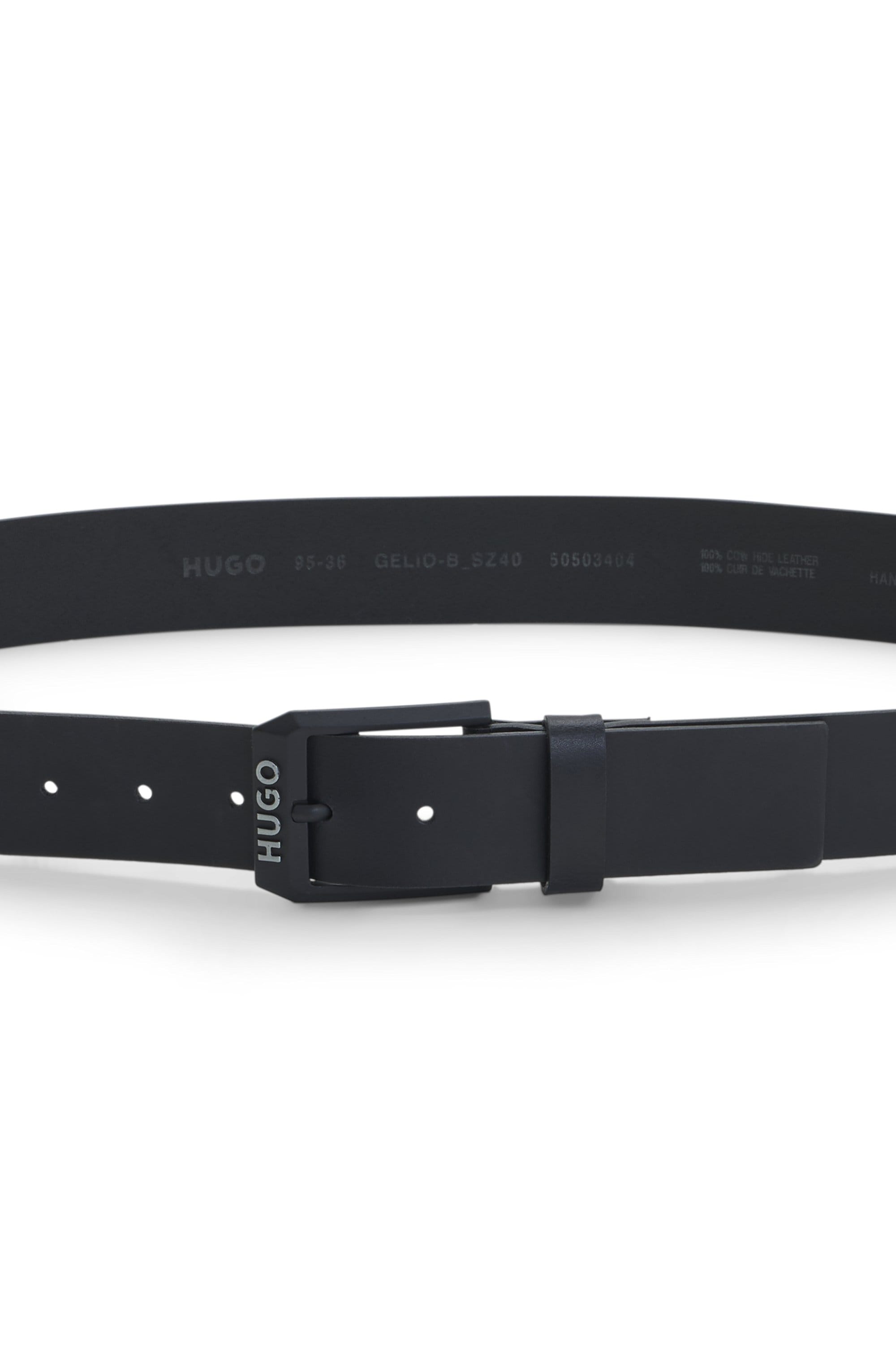 HUGO Ceinture en cuir »Gelio-B_Sz40« Étiquette de marque HUGO, couture rouge au tirant