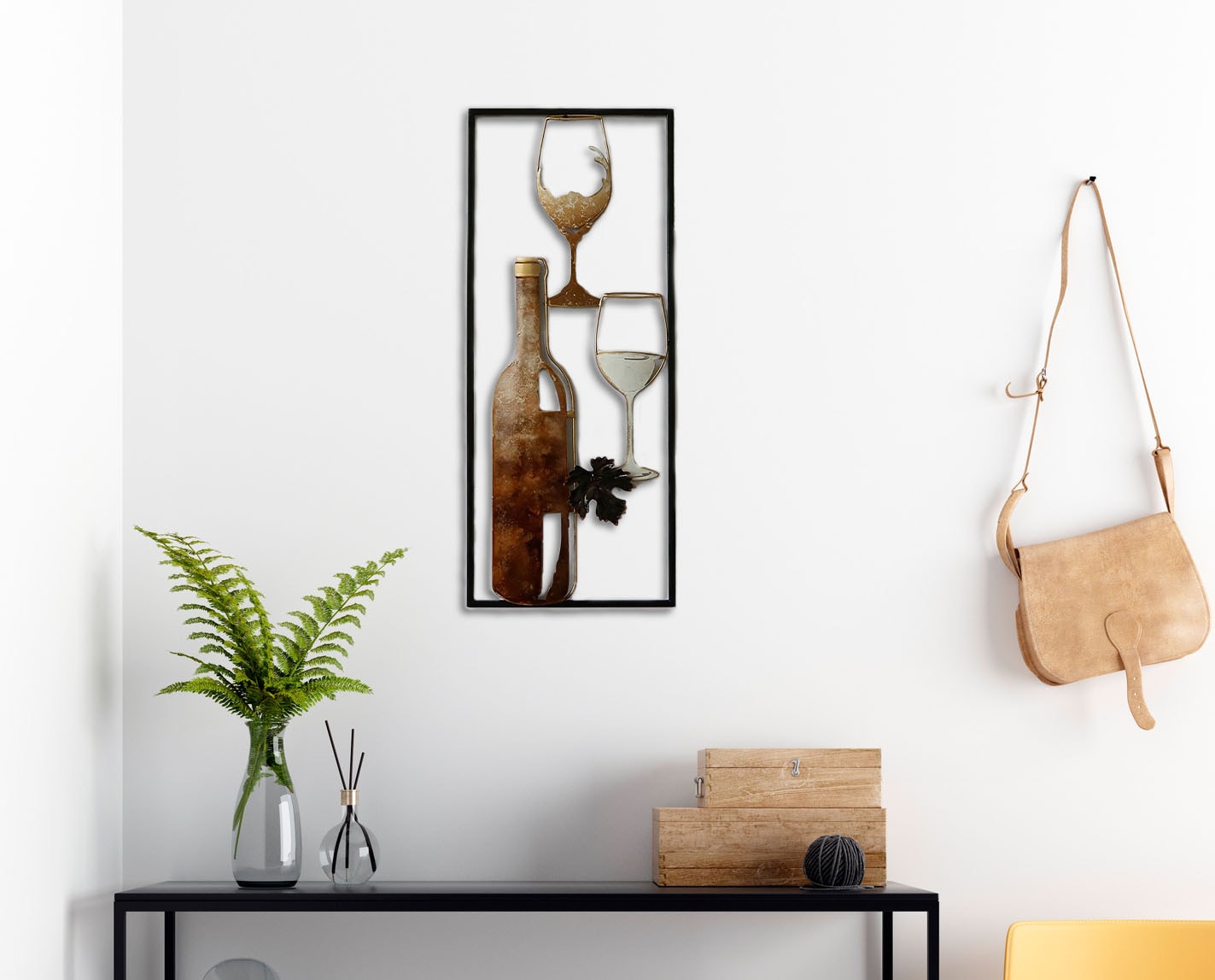 Bönninghoff Tableau métallique »WEINFLASCHE UND WEINGLÄSER 25x61 cm – Deko modern« Boissons | Images de vin | Vin Décoration murale