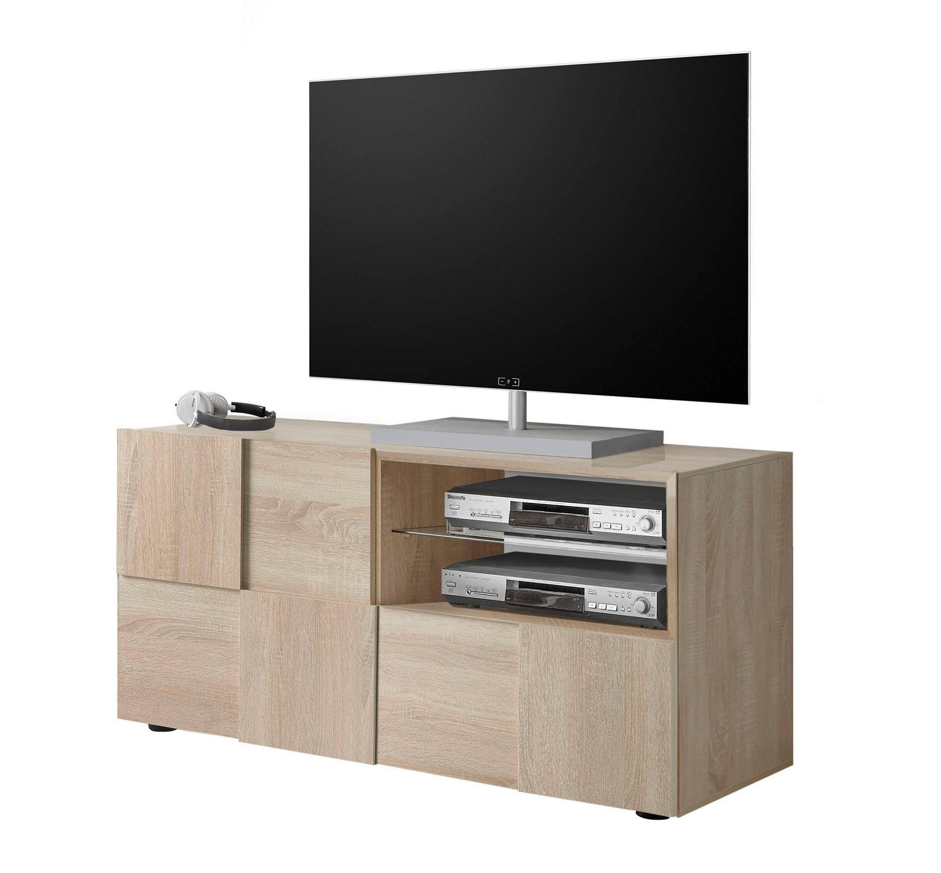 Home affaire Table basse »Dama Breite 121 cm, TV-Board 1 Tür, 1 Schubkasten, TV-Schrank« Front in 3D-Optik, grifflos, verschiedene Farben