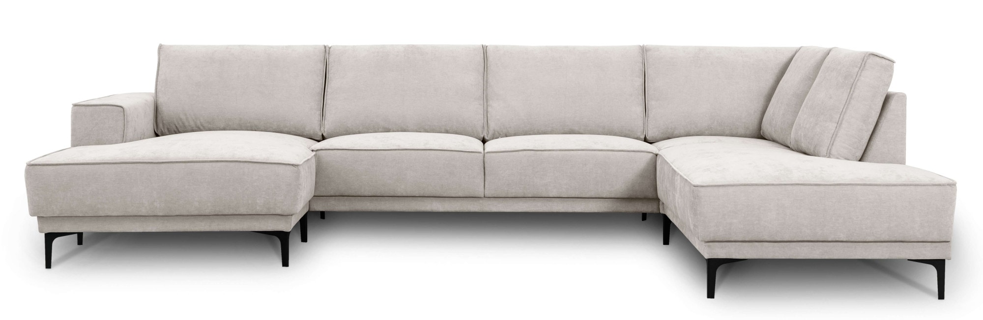 GOODproduct Paysage de salon »OLAND Struktur fein U-Form, XXL, B: 345 cm, Skandi-Design« Forme en U, 345 cm, suspension à ressorts ondulés, design scandinave, pieds en métal
