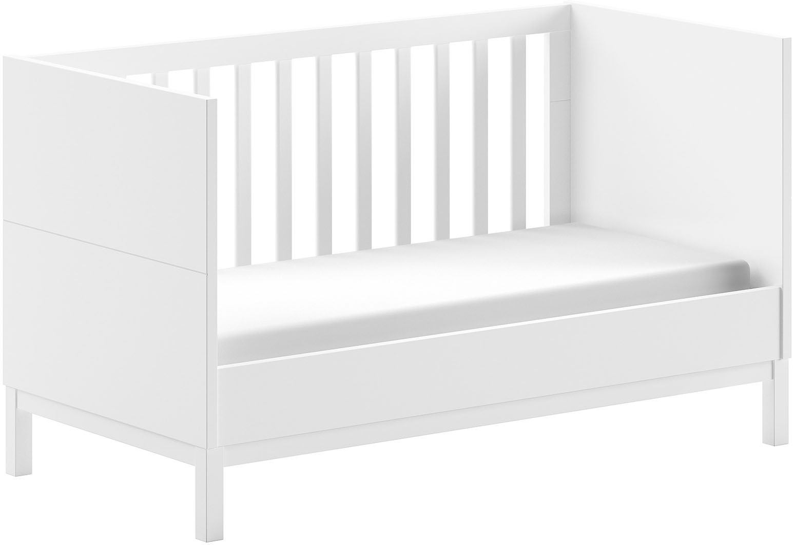 Vipack Ensemble de meubles pour bébé »Set best. aus Babybett 70/140, Kommode 3 Schubladen, Wickelaufsatz« 3 cuis tlg. au design épuré, surface laquée facile d'entretien en blanc