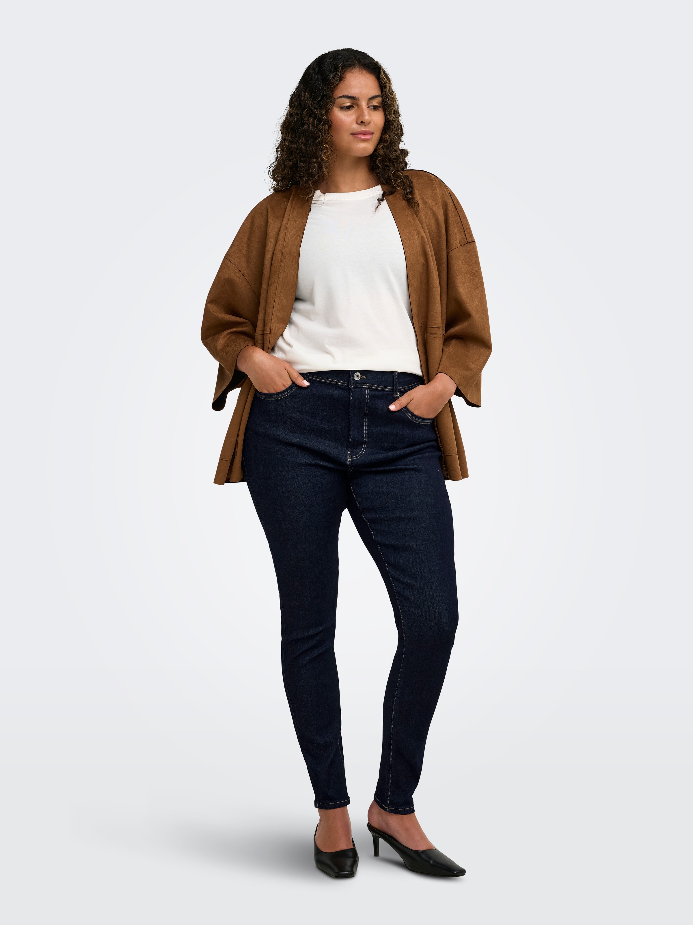 ONLY CARMAKOMA Jeans skinny »CARSALLY REG SK RINSE DNM PIM NOOS« Mélange de matériaux, coupe skinny, taille régulière