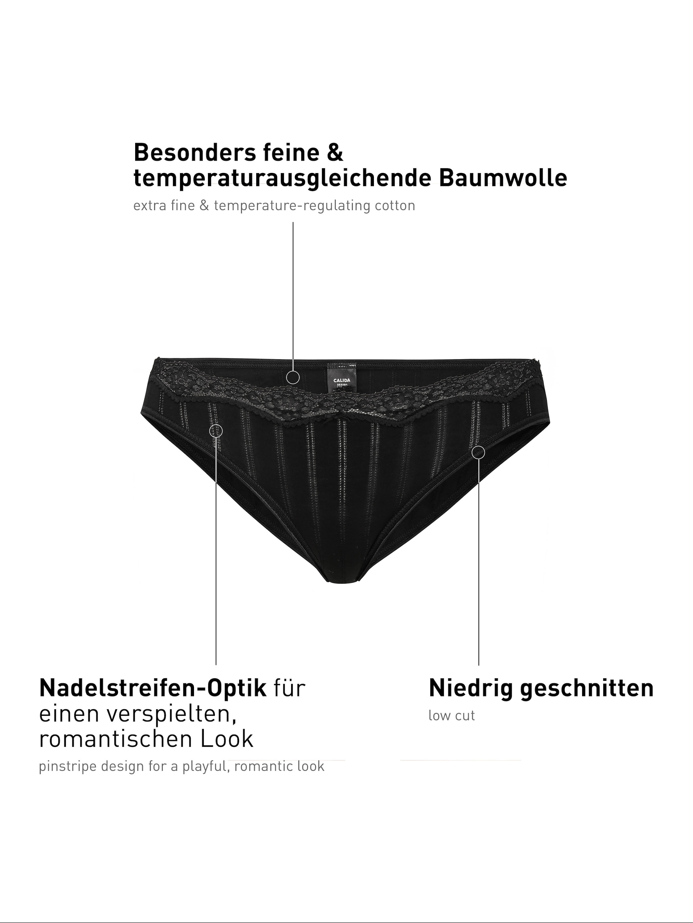 CALIDA Hüftslip »Etude Toujours« florale Spitze, Single Jersey, weich, Nadelstreifen-Optik