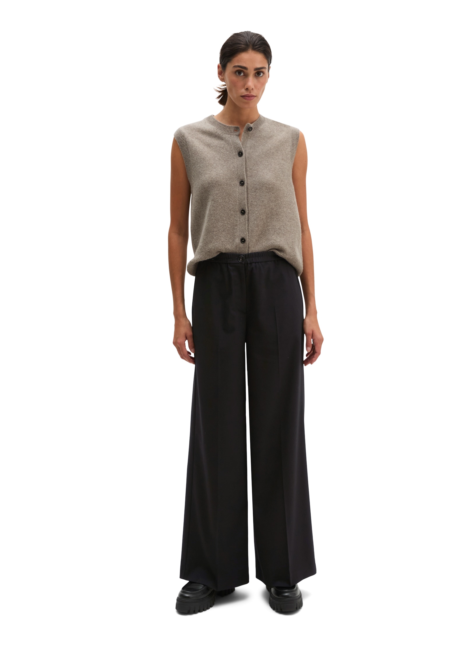 Marc O'Polo Stoffhose »MARGO WIDE«  in Woll-Optik, Wide Fit