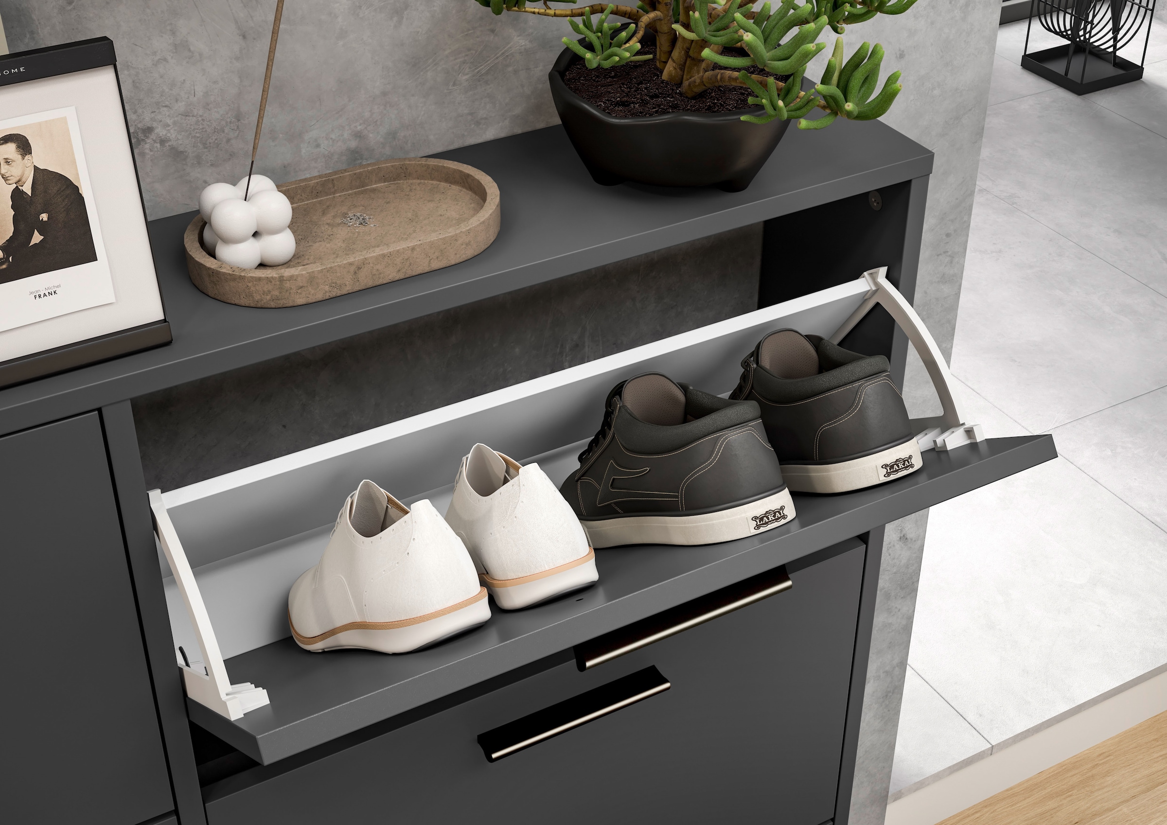 HBZ Schuhkipper »Sam Schuhkipper, Schuhschrank BxHxT 59x103x17 cm« 1 Stk. tlg. Schuhkipper, Schuhschrank mit 3 Klappen, BxHxT 59x103x17cm