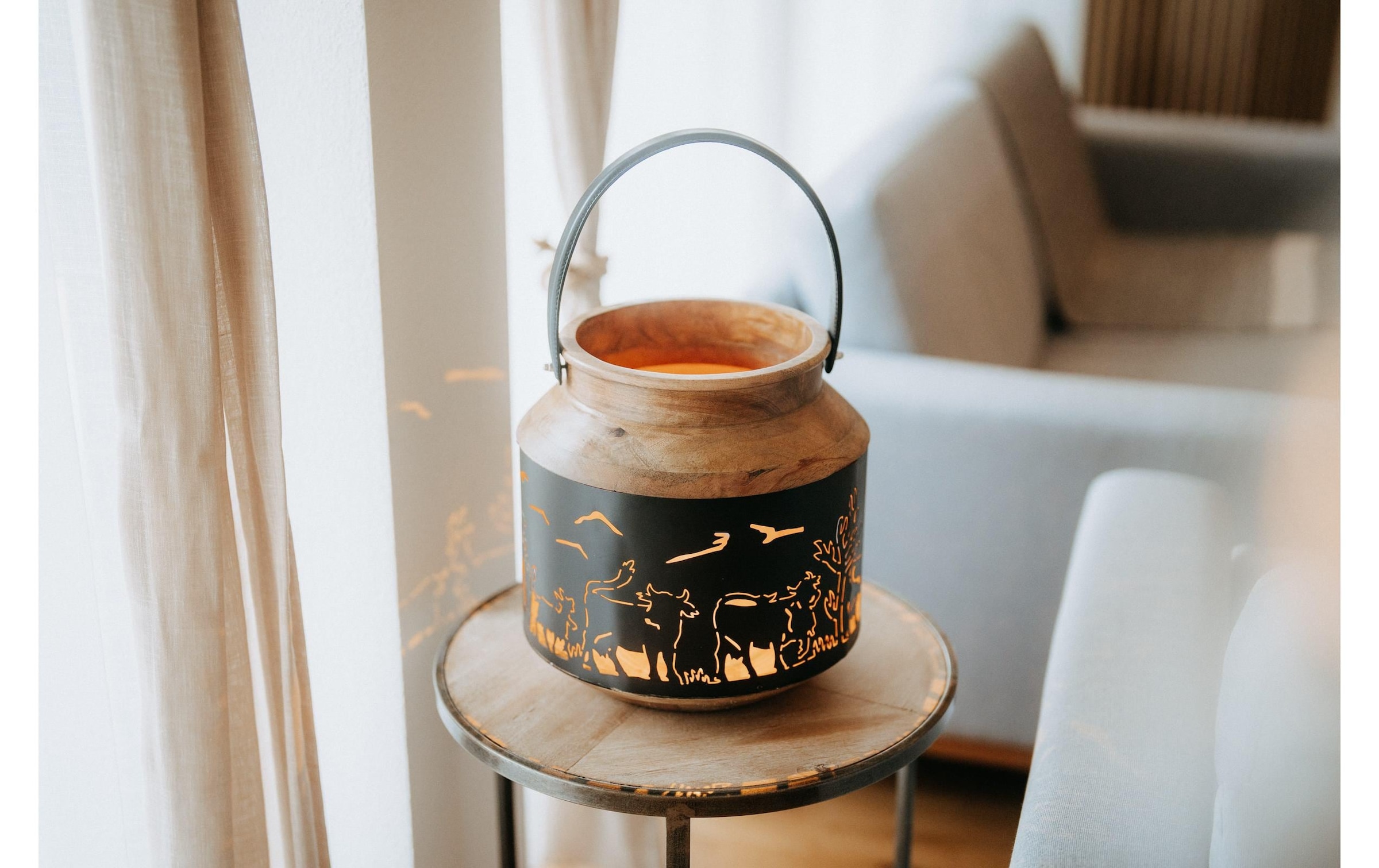 Kadastar Kerzenlaterne »Alpaufzug Familie« Laterne Scherenschnitt