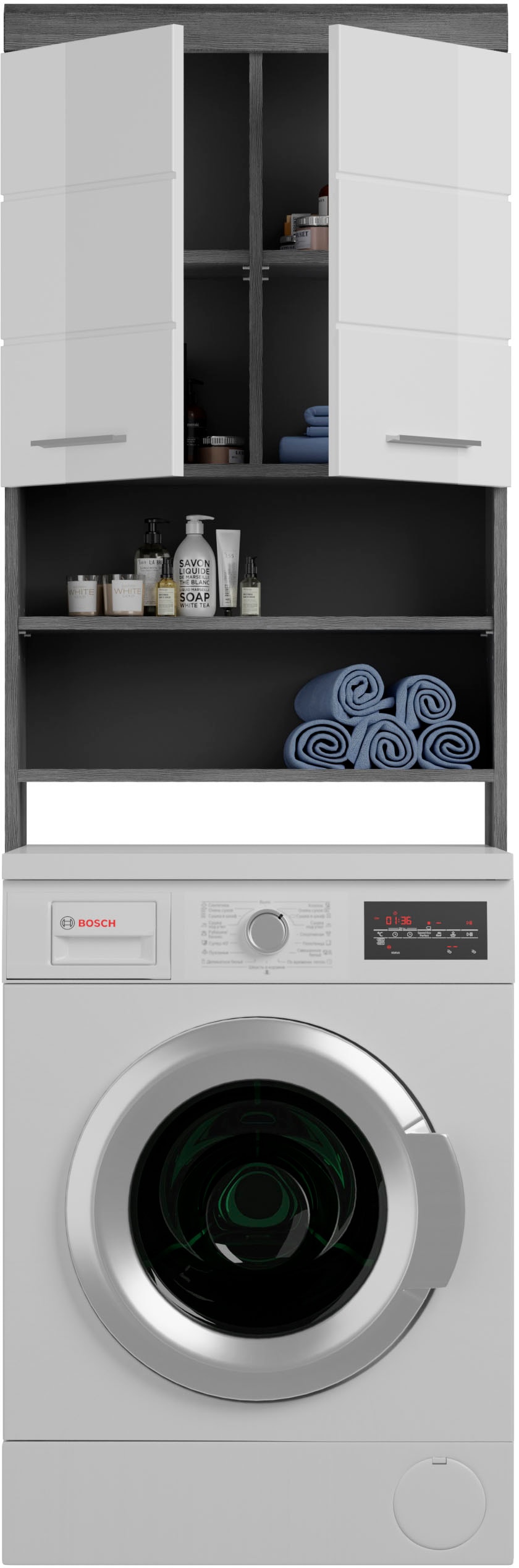 INOSIGN Waschmaschinenumbauschrank »SIENA, Breite 63cm, für Waschmaschine & Trockner, 2 Türen, MDF-Front« TOPSELLER!,  in verschiedenen Farben, Überbauschrank, Umbauschrank, Badschrank