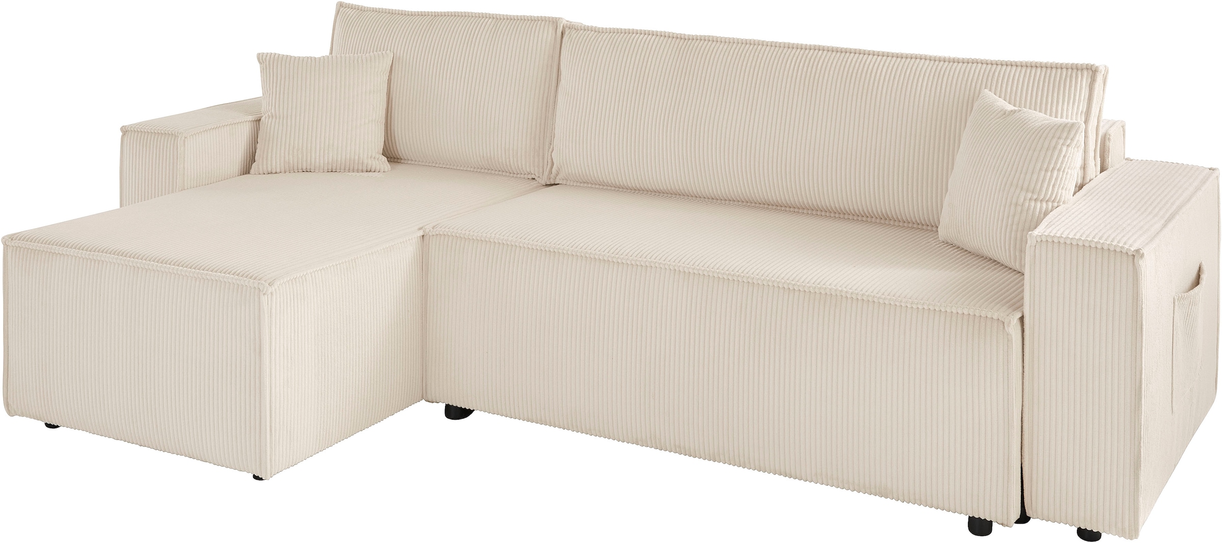 GOODproduct Ecksofa »CASSI L-Form, 241cm - OTTO. Verlässliche Qualität.« Schlaffunktion (133/200), Boxspring, Bettkasten, Cord, Unser Tiefpreis