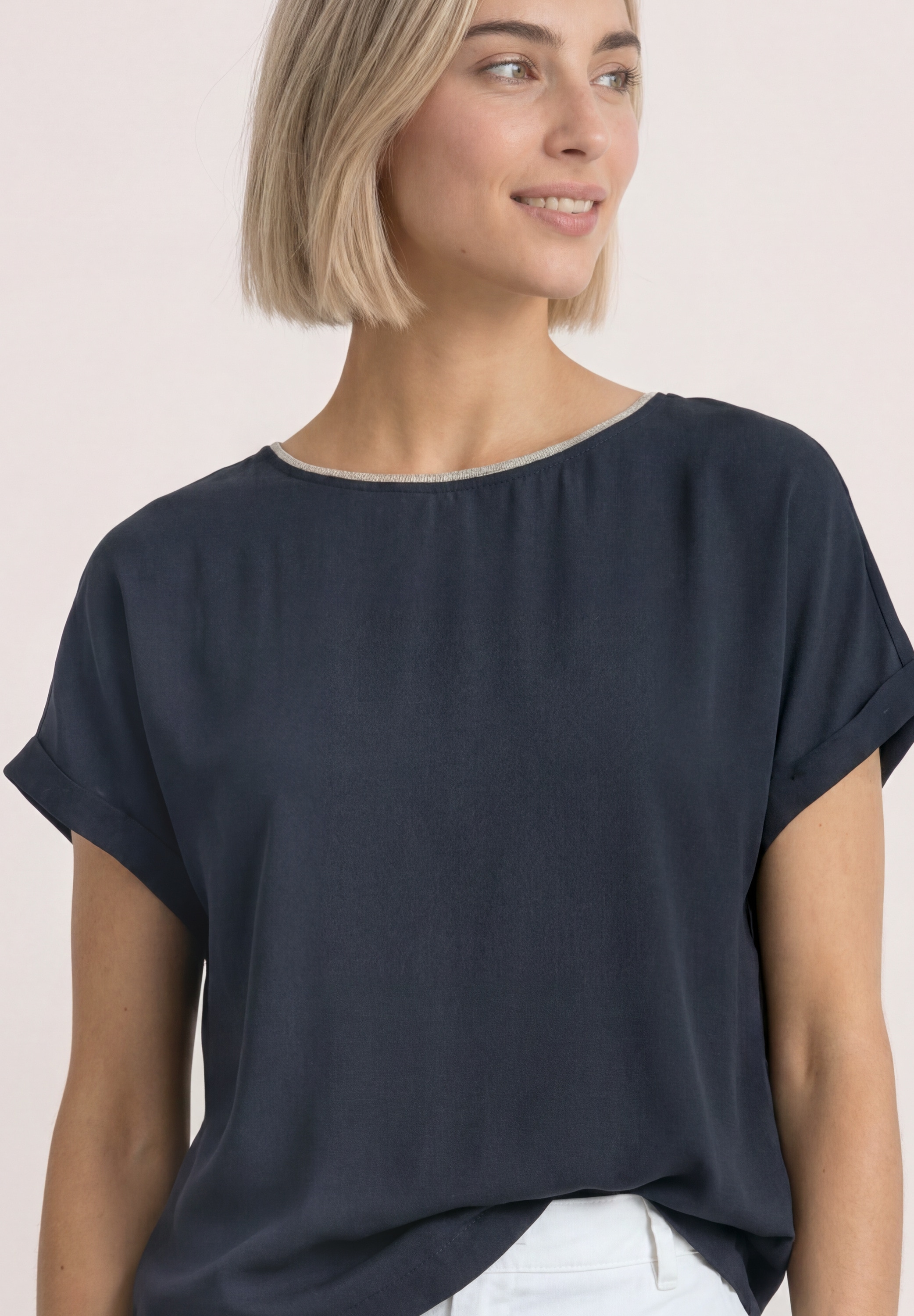 STREET ONE Haut de chemise T-shirt d'été 2-en-1 en chiffon avec encolure bateau
