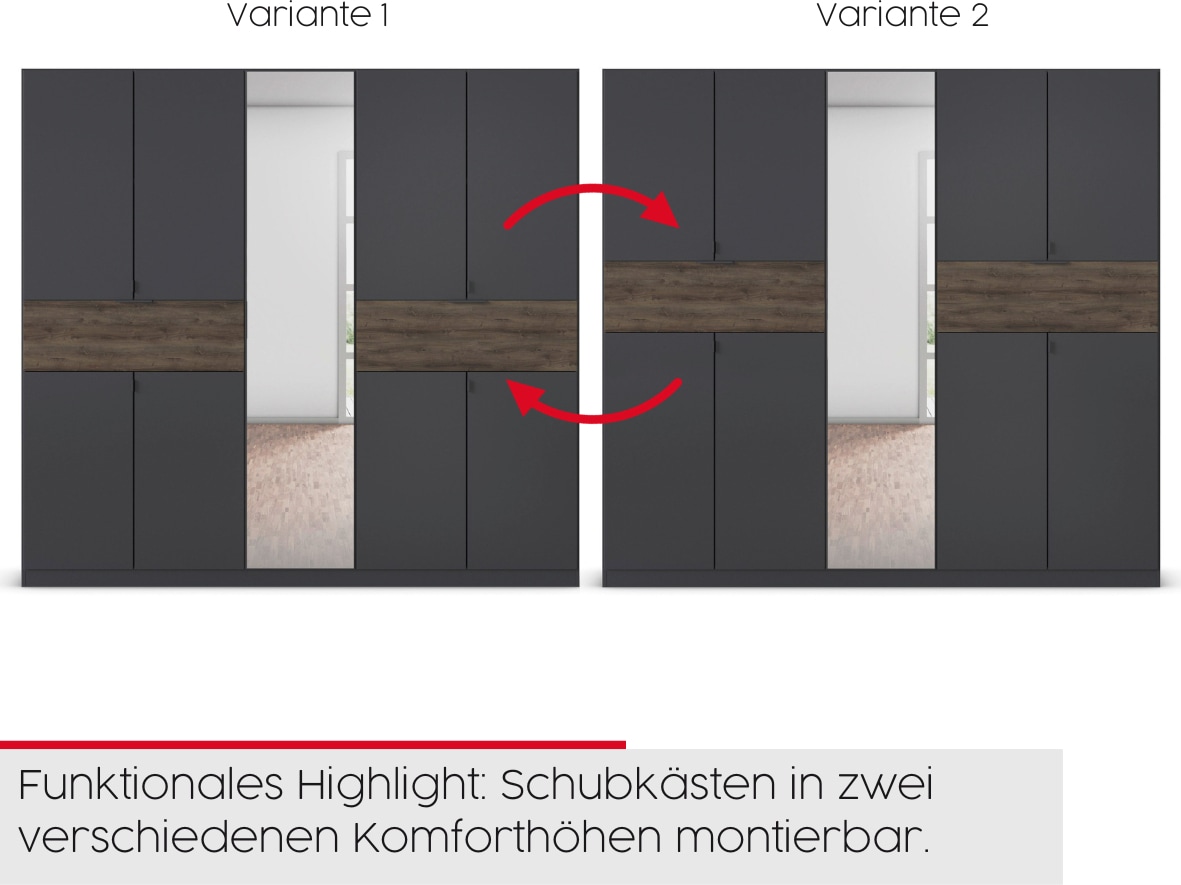 rauch Armoire à portes battantes »Kleiderschrank Schrank Garderobe Wäscheschrank TICAO« Tiroirs positionnables en hauteur de manière variable,  avec 2 tiroirs spacieux, beaucoup de rangement MADE IN GERMANY