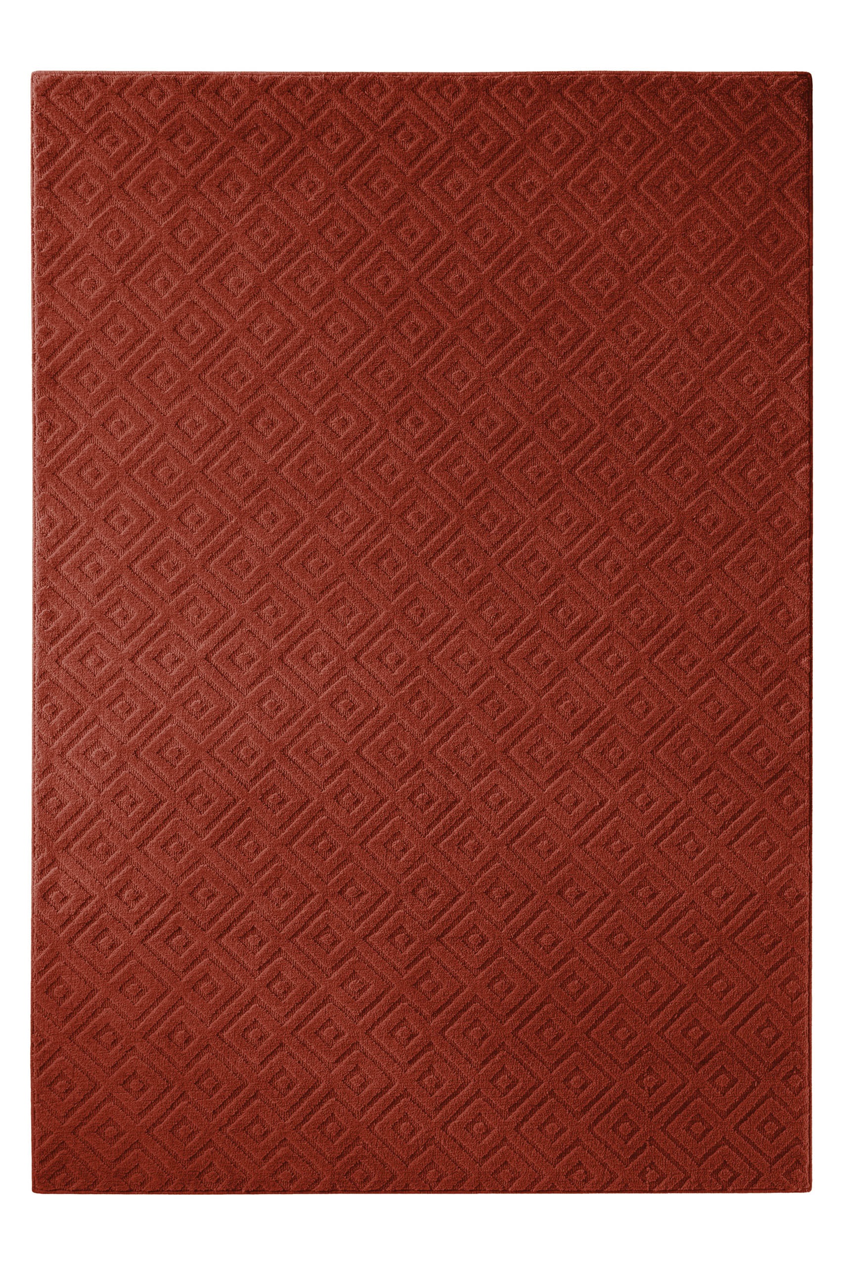 Wecon home Teppich »Castello TWO« rechteckig 7 mm Höhe Schurwolle, Kurzflor mit Hoch-Tief-Effekt, Wohnzimmer, Rautenmuster