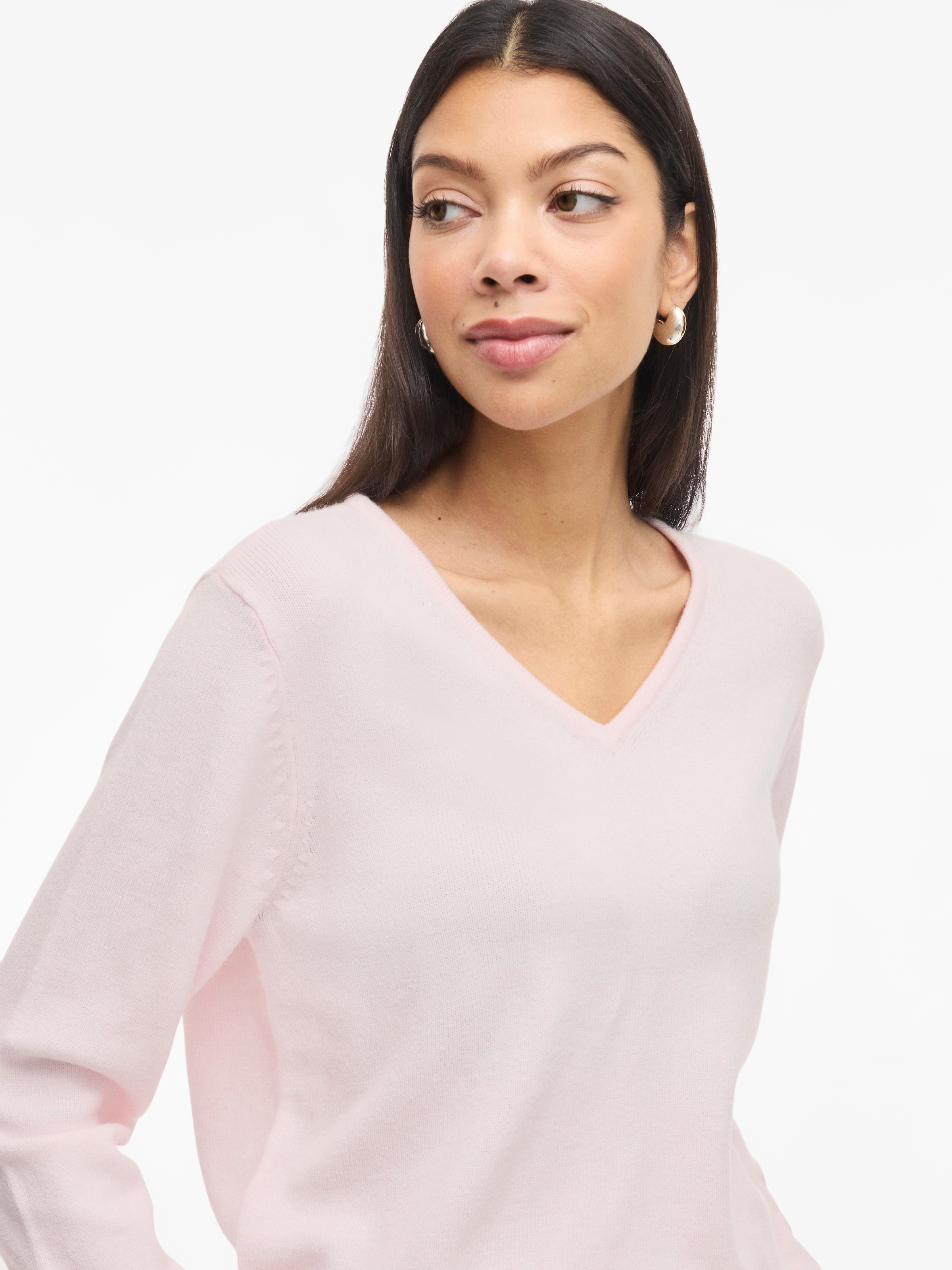 Vila Pull col V »VIRIL V-NECK L/S  KNIT TOP - NOOS« Materialmix, regular fit