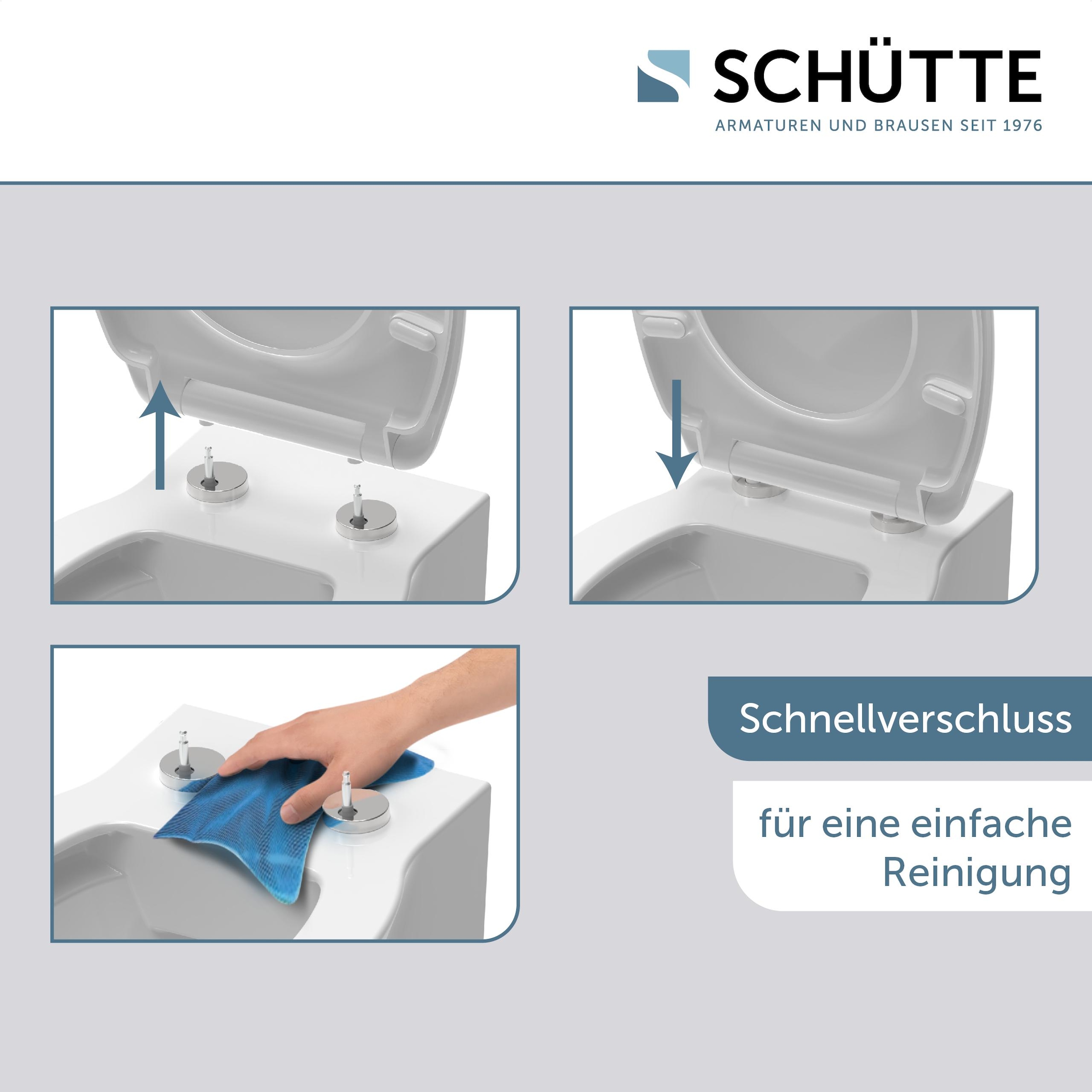 Schütte WC-Sitz »Duroplast, WHITE PRO 1« WC-Sitz, Befestigungsmaterial, Montageanleitung,  mit Absenkautomatik und Schnellverschluss