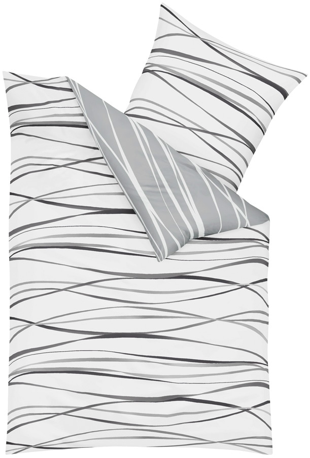 Kaeppel Wendebettwäsche »MOTION 100% gekämmte Baumwolle« 2 Stk. mit feinen Wellenlinien, Markenreissverschluss, Wendeoptik